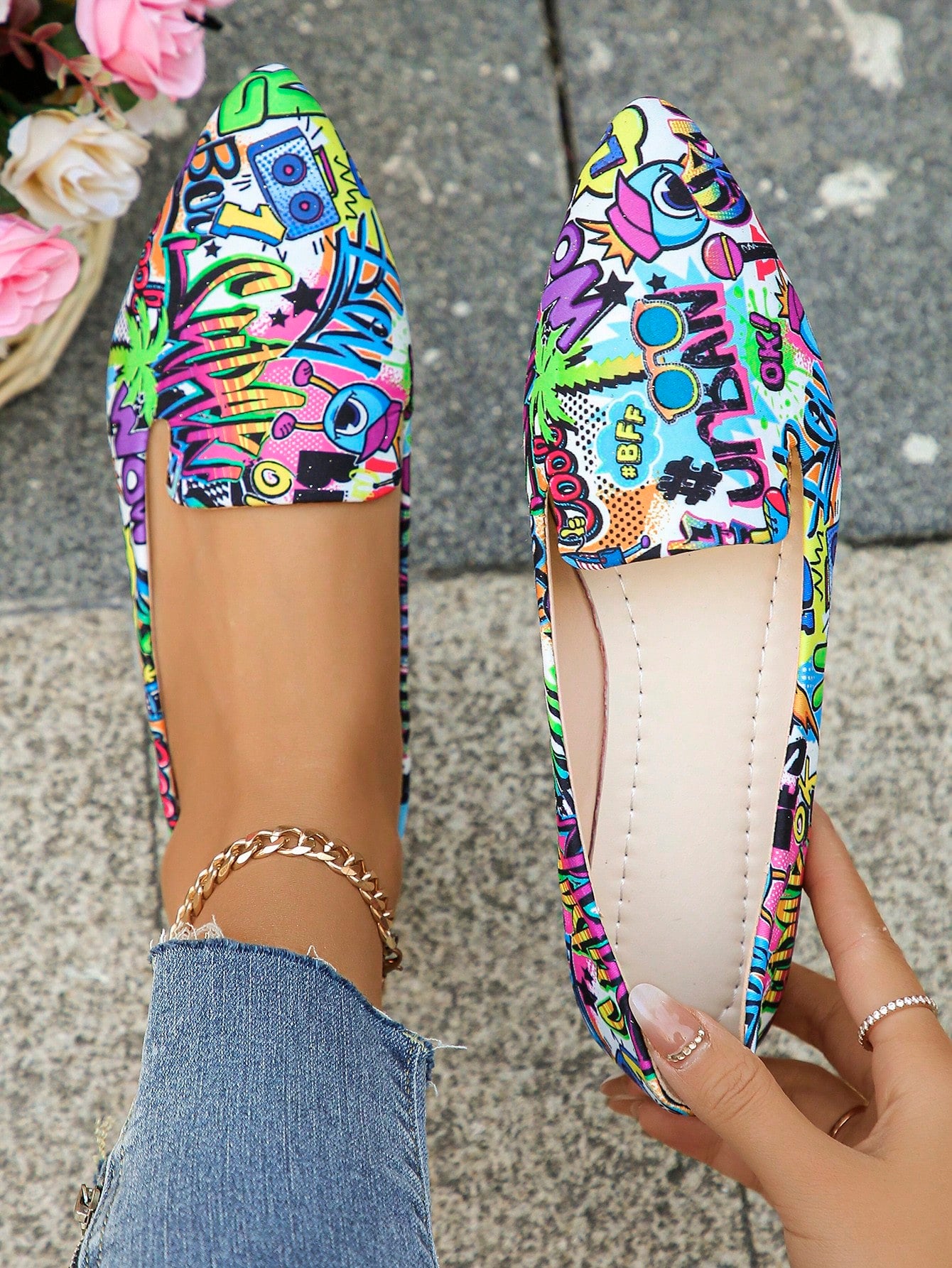 35-45 Size Women's Pointed Toe Flat Shoes For Spring And Autumn, For Everyday Wear, Can Fit For Skirt, Solid Color, Light Color And Rice Color Optional