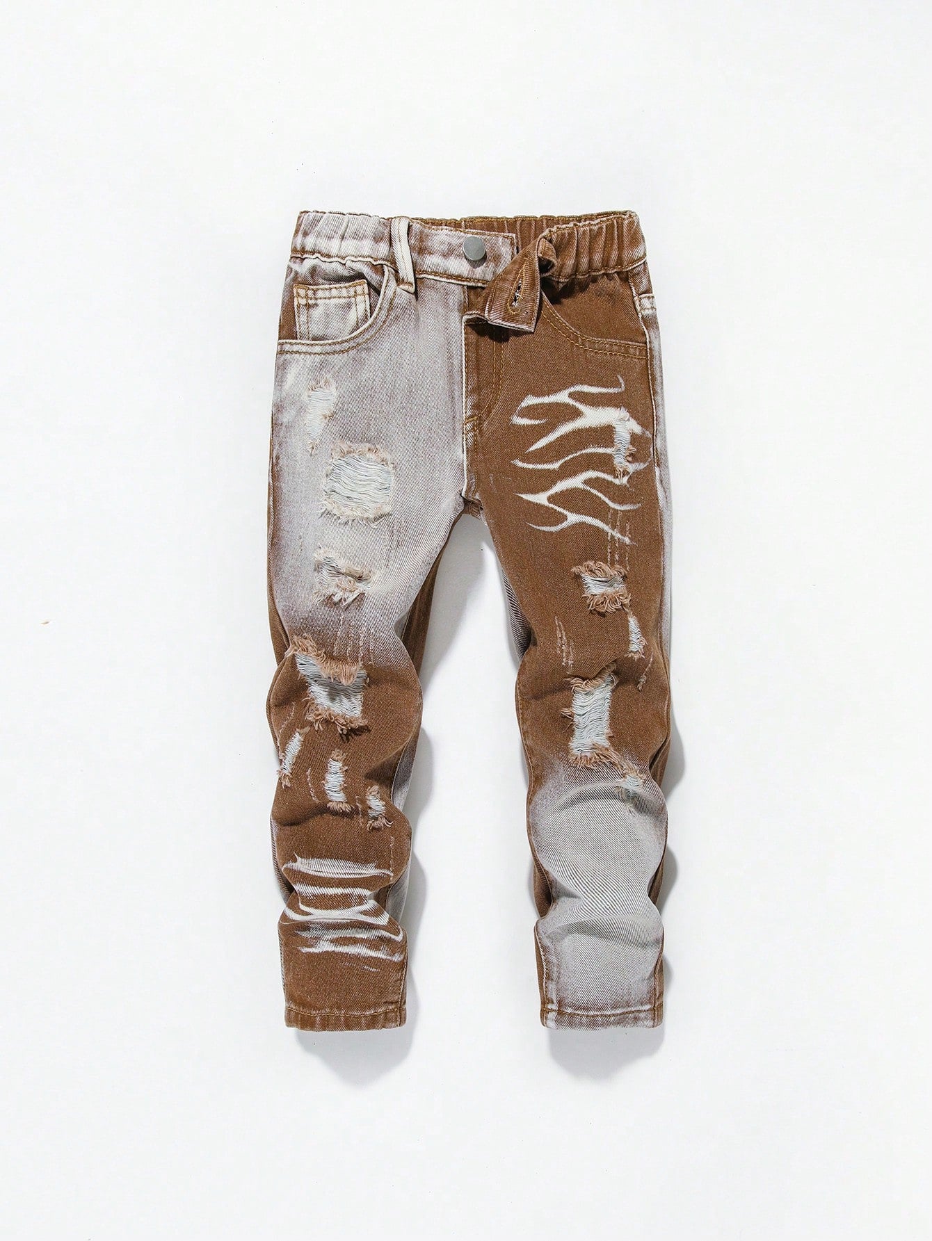 Young Boy Jeans With Enzyme Wash, Sandblasting, Distressed, And Tie Dye, Full-Spray Mulesing-Free, Long Pants