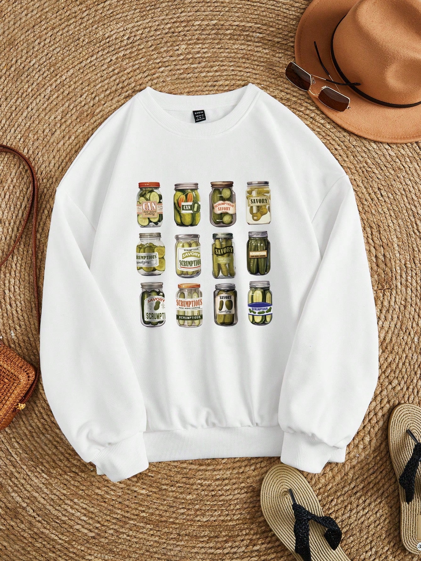 Canned Food Printed Round Neck Long Sleeve Oversized Women's Sweatshirt, Suitable For Autumn And Winter SAVORY CAN CAN SCRUMPTIOUS SAVORY RUMPTIOUS Appetizing SCRUMPTIOUS SAVORY SCRUMPTION SAVORY SAVORY SCRUMPTI SCRUMPTIOUS New Wave Coming SCRUMPTIOUS SAV