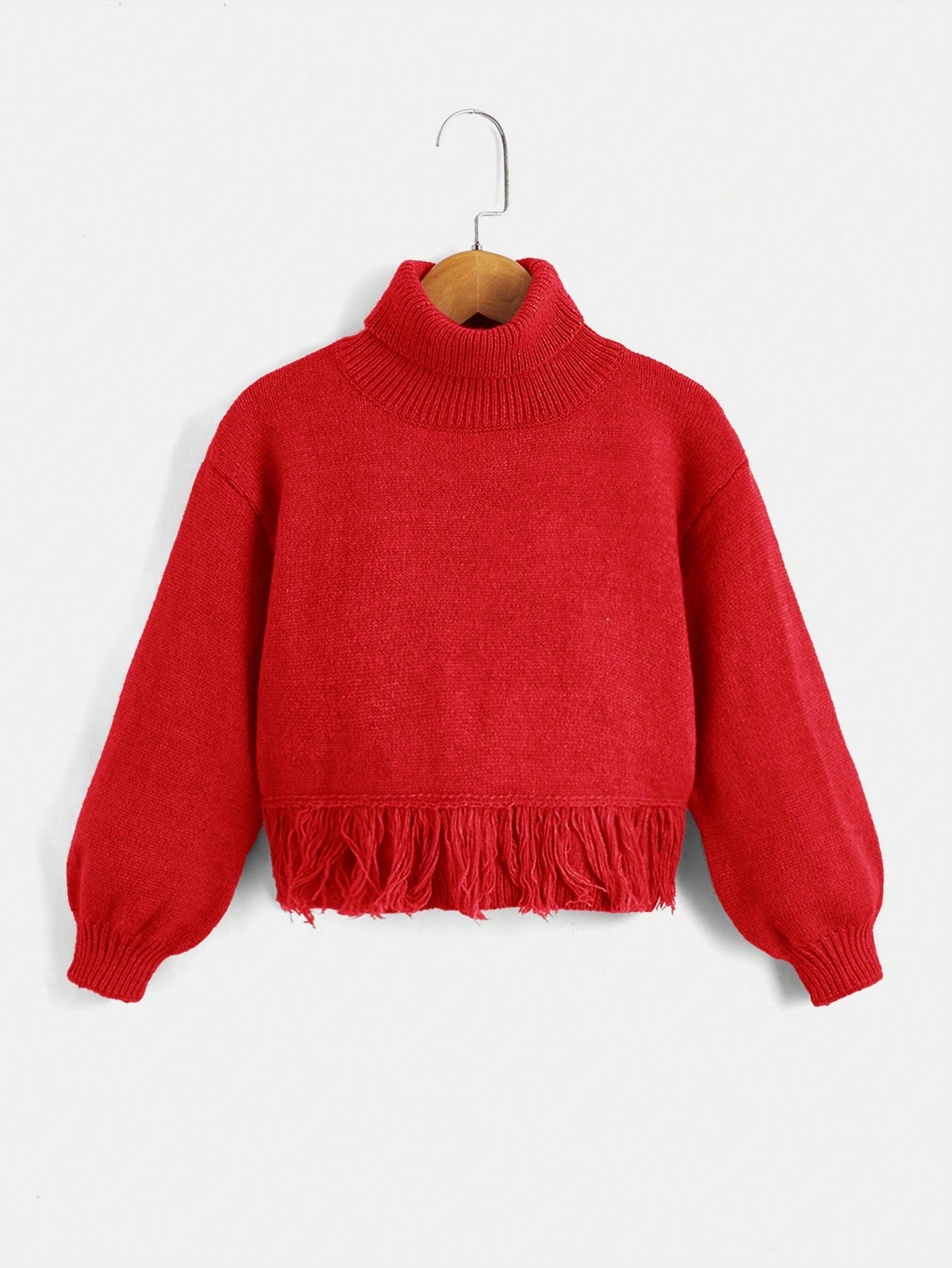 Little Girls' Casual High Neck Pullover Sweater With Long Sleeves