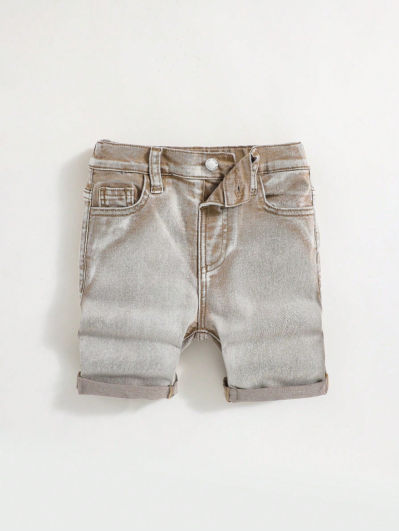 Young Boy High Stretch Skinny Washed Denim Shorts , For Summer Young Boy Outfits