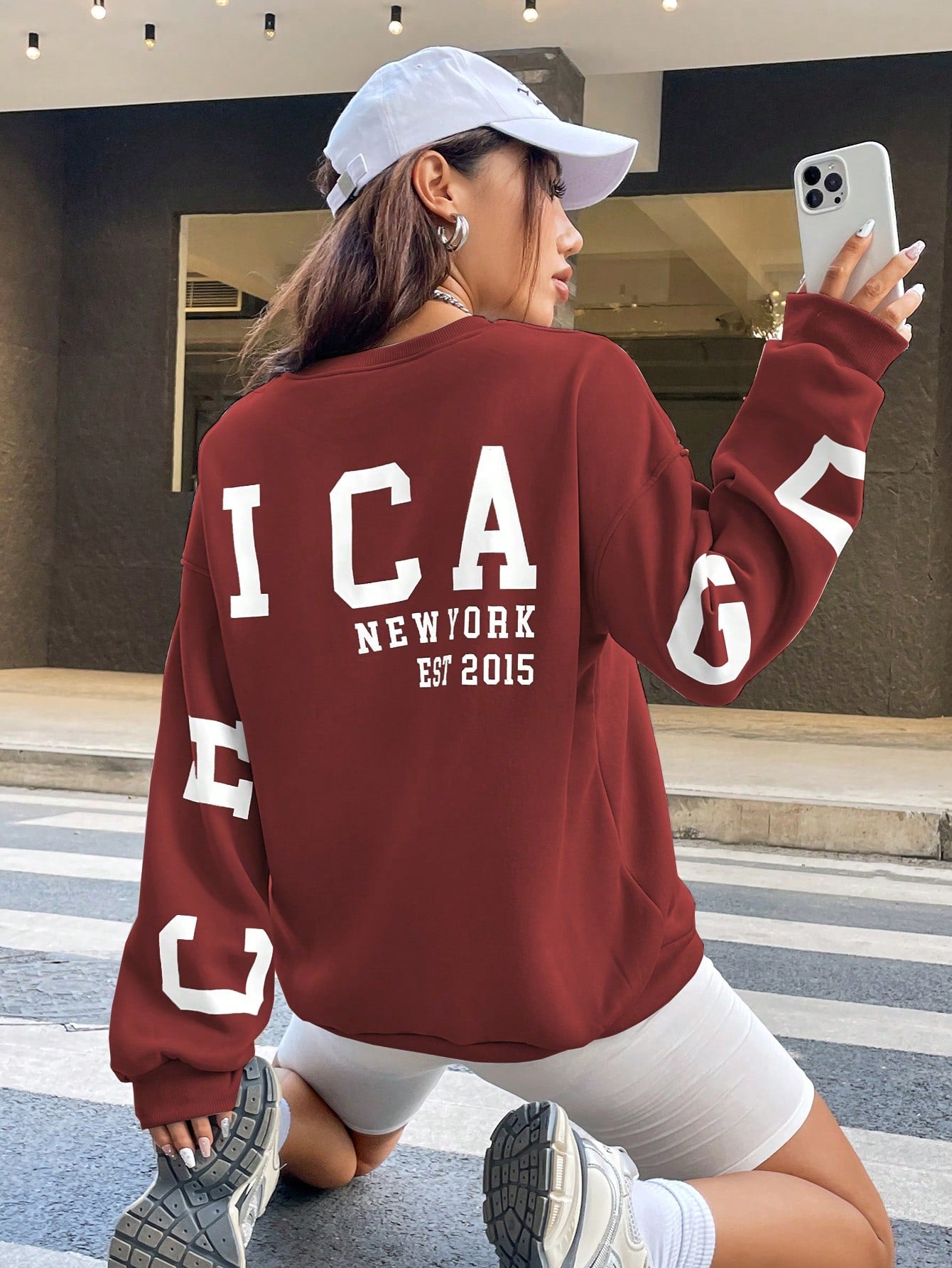 Text Pattern Long Sleeve Casual Sweatshirt