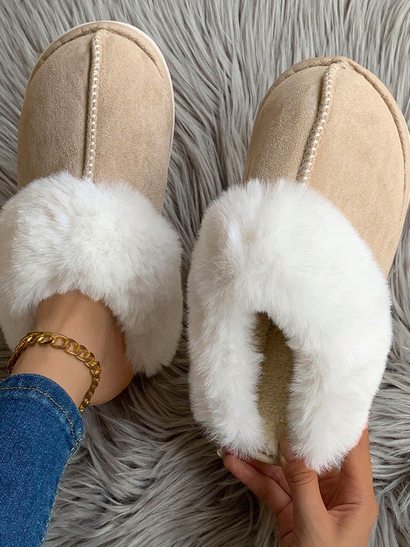 Autumn/Winter Flat Closed Toe Slippers For Women, Home Wear