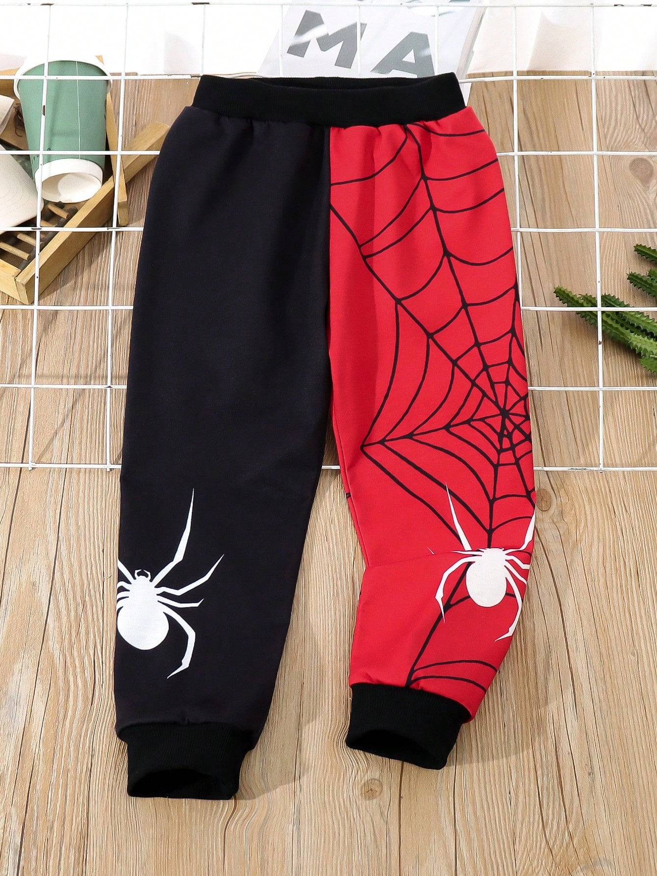 Young Boy Casual Spider And Spider Web Print Sweatpants