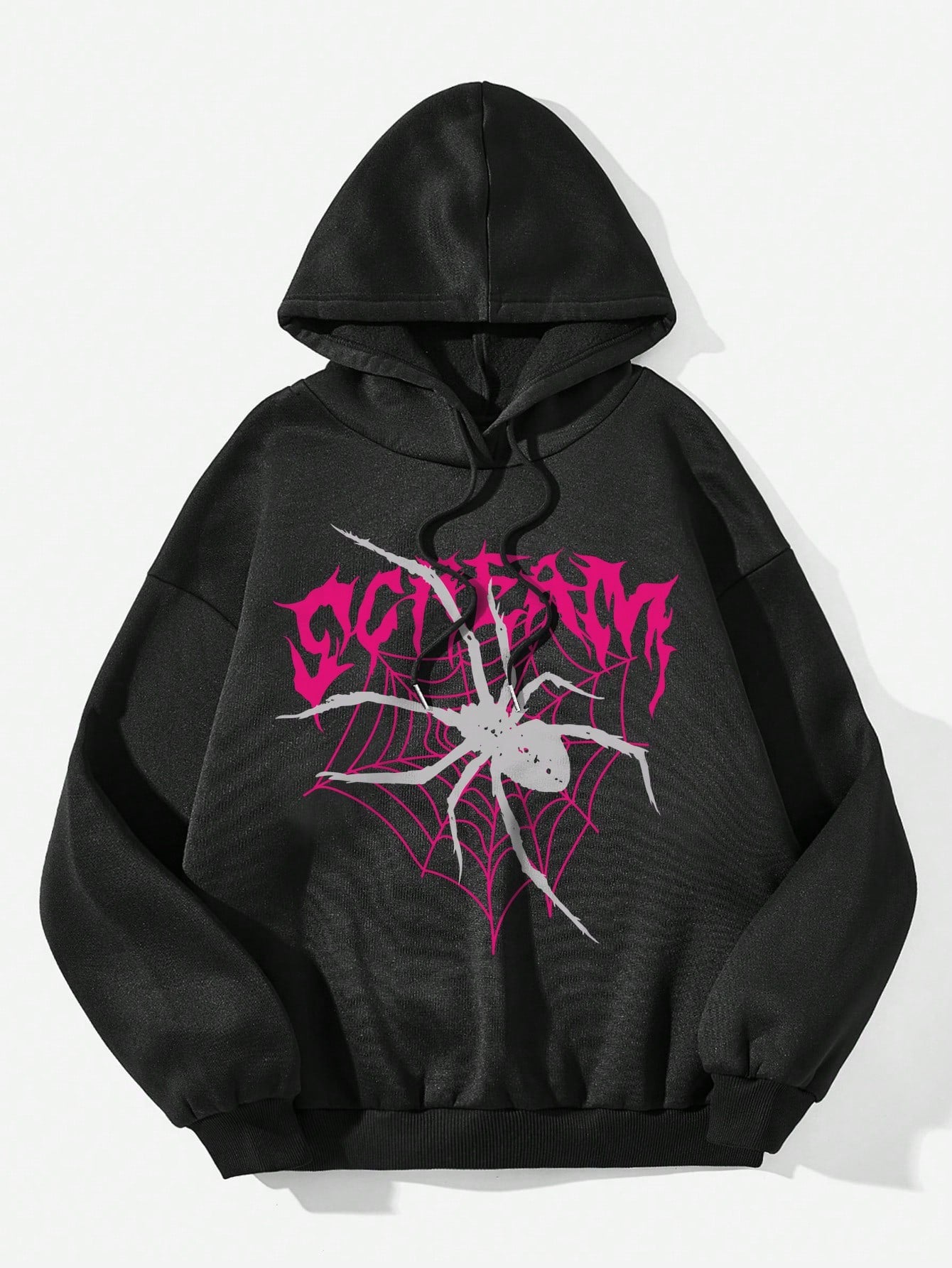 Coolane Casual Spider Printed Thick Hooded Women's Oversized Sweatshirt, Autumn/Winter Scream