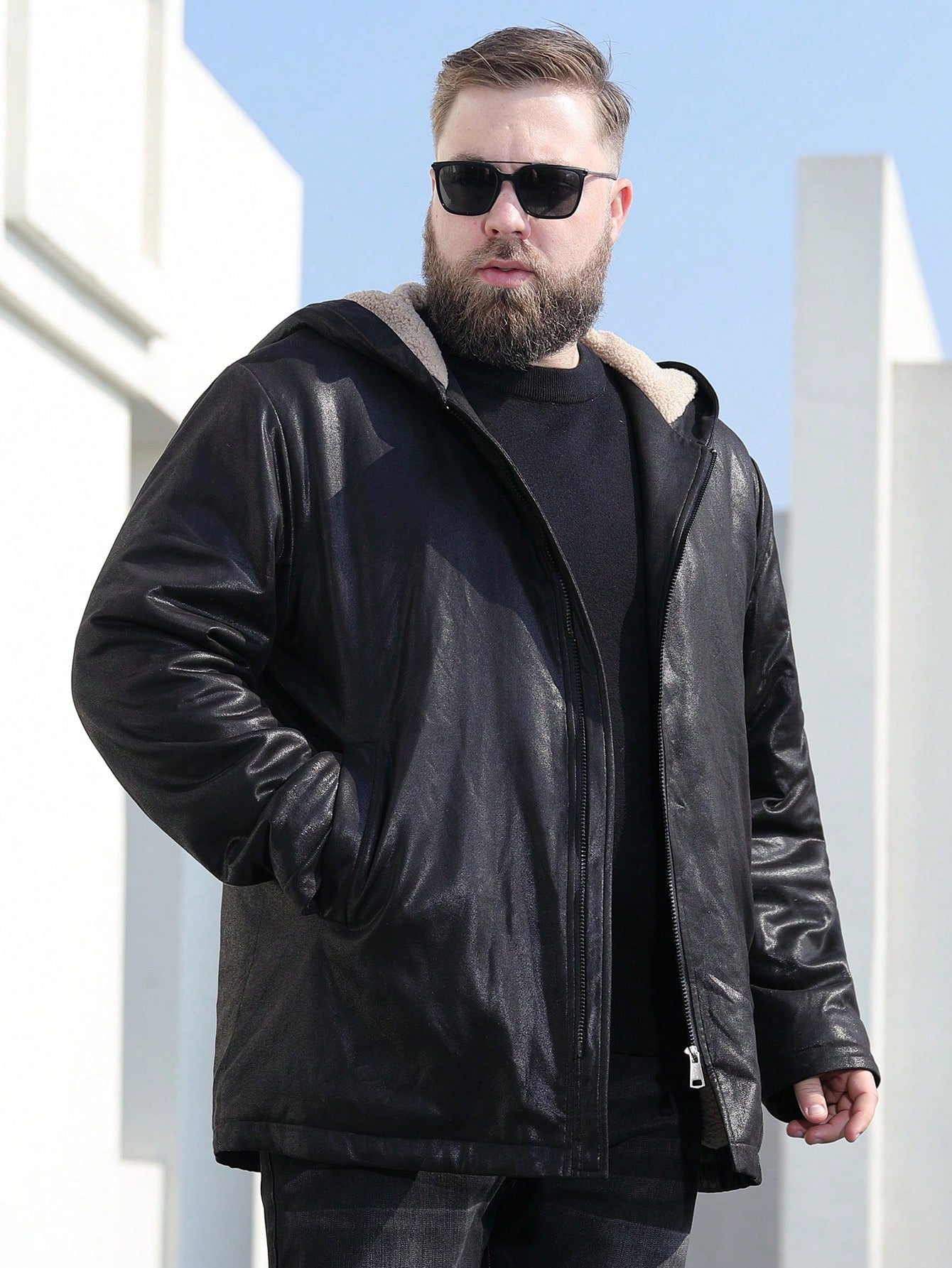 Men's Plus Size Hooded Fleece Jacket