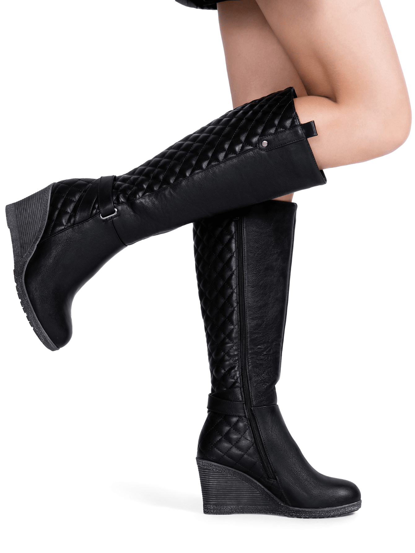 Women's 9652 | Knee High Boots | Wedge Calf Boot with Side Zipper