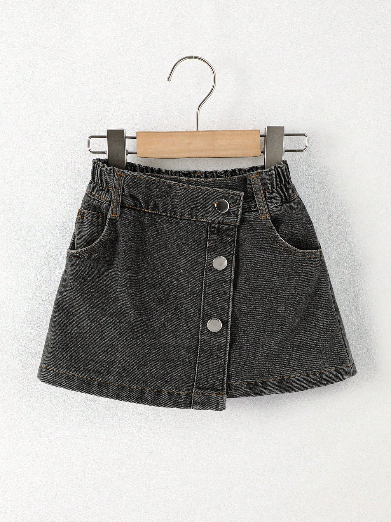 Young Girl Button Front Denim Skirt