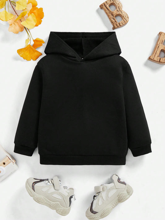 Young Boy Casual Hooded Fleece Sweatshirt Suitable For Autumn And Winter