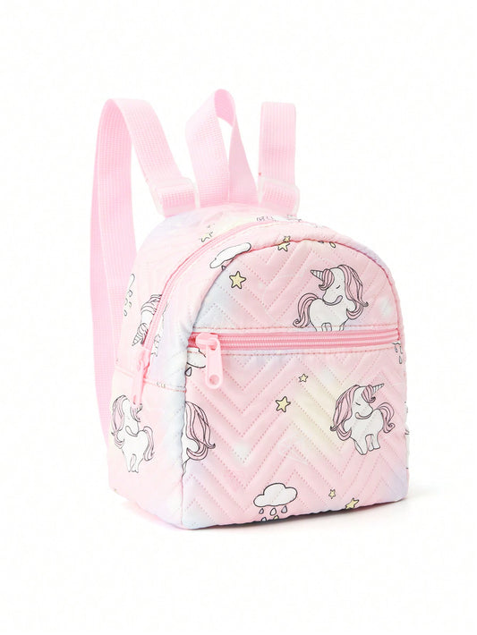 1pc Mini Cute Unicorn Print Children's Backpack, Suitable For Girls, Primary School Students, Middle School Students, Travel Vacations, Schools, Holiday Gifts, Daily Use