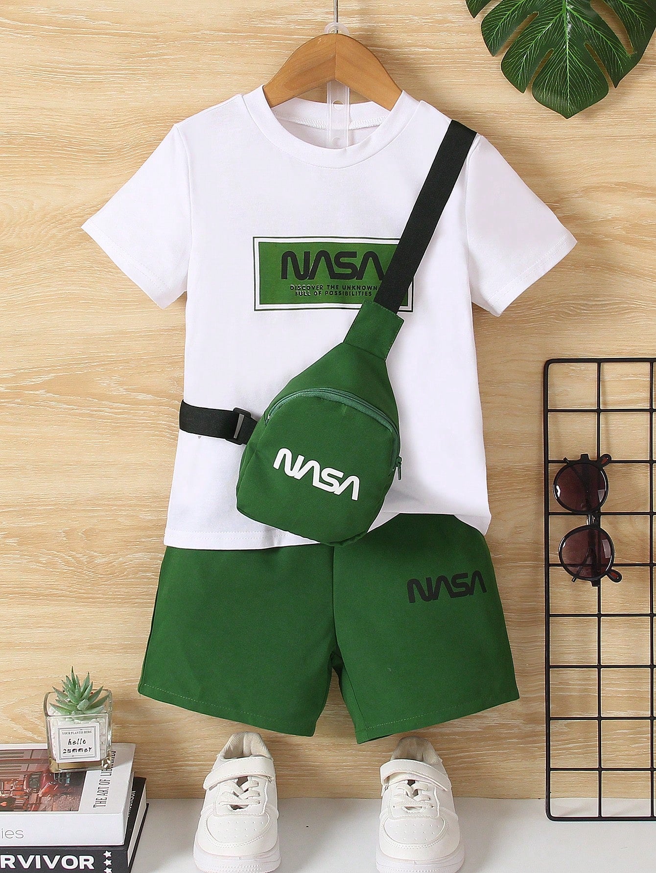 Young Boy 3pcs/Set T-Shirt+Shorts+Backpack Casual Sporty Fashion Streetwear Outfits