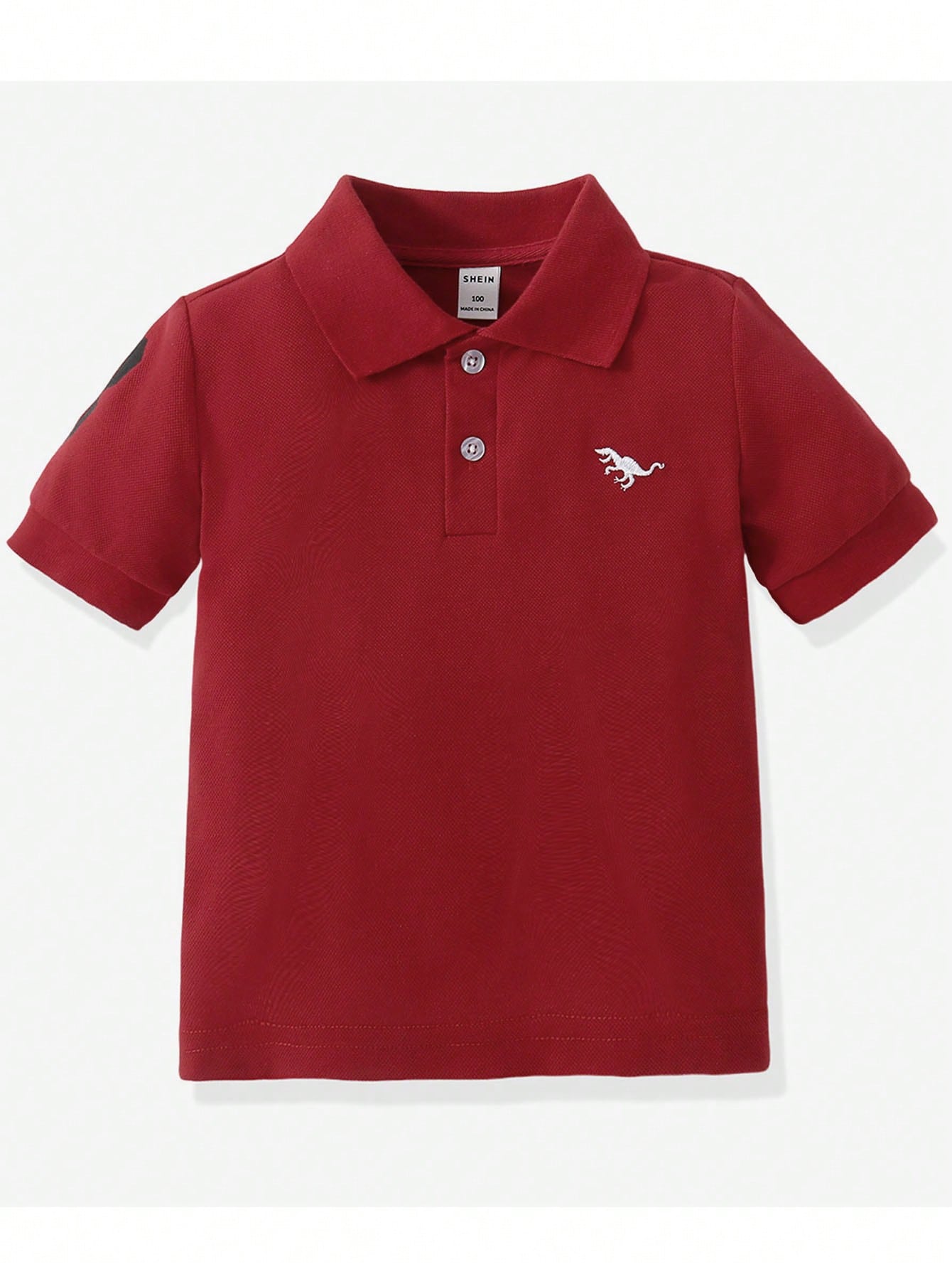 Young Boy Dinosaur Embroidery Polo Shirt