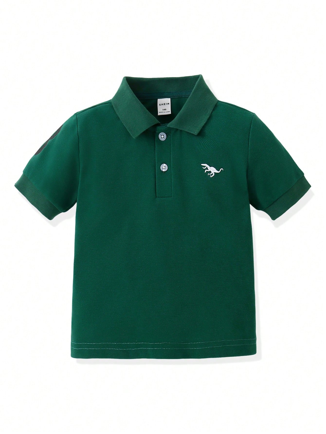 Young Boy Dinosaur Embroidery Polo Shirt