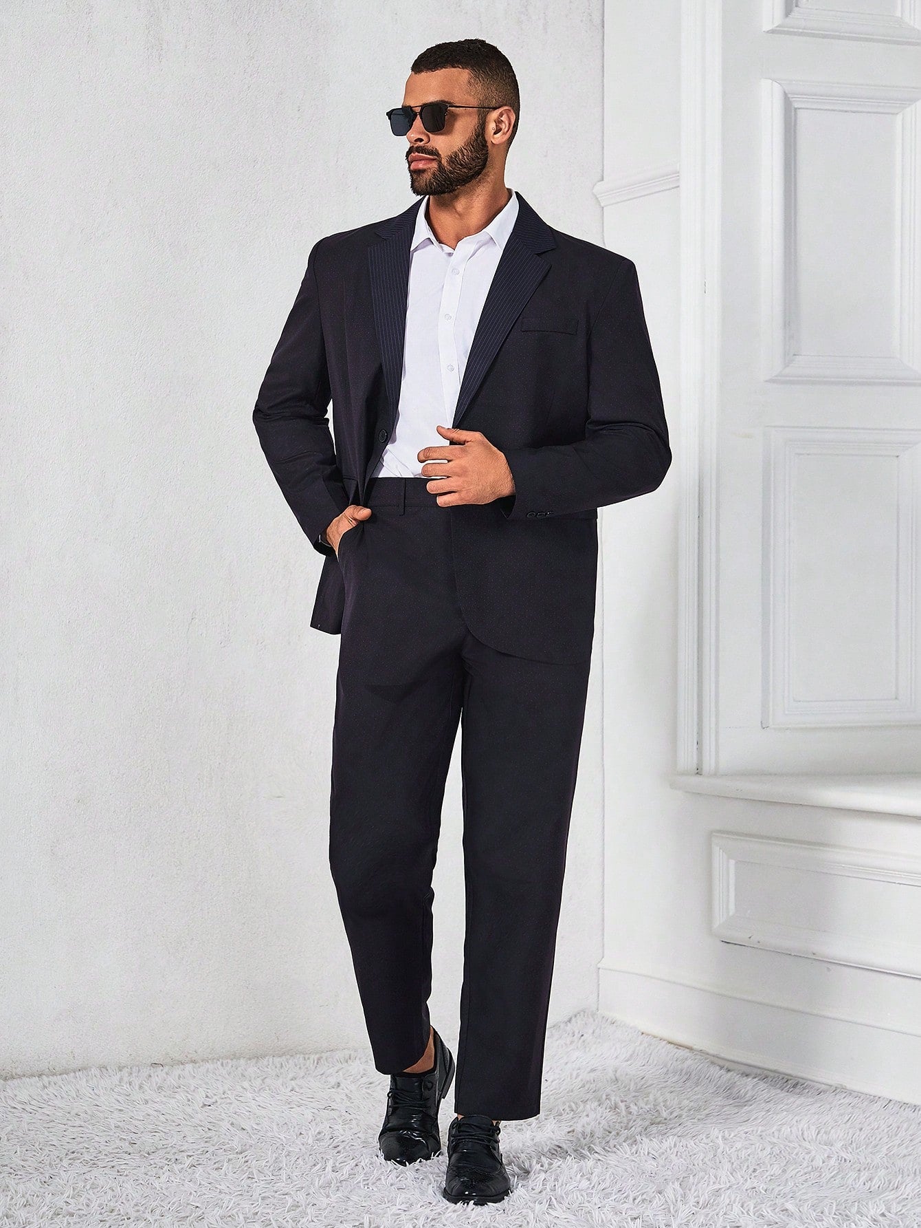 Men's Plus Size Solid Color Suit Set