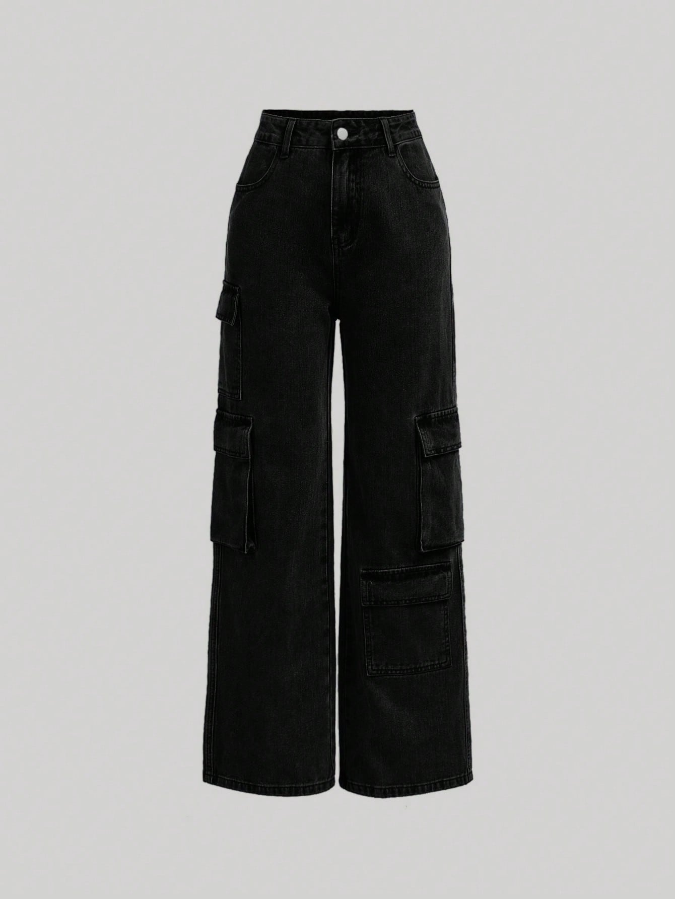 Teenage Girls' Cargo Style Denim Trousers With Pockets