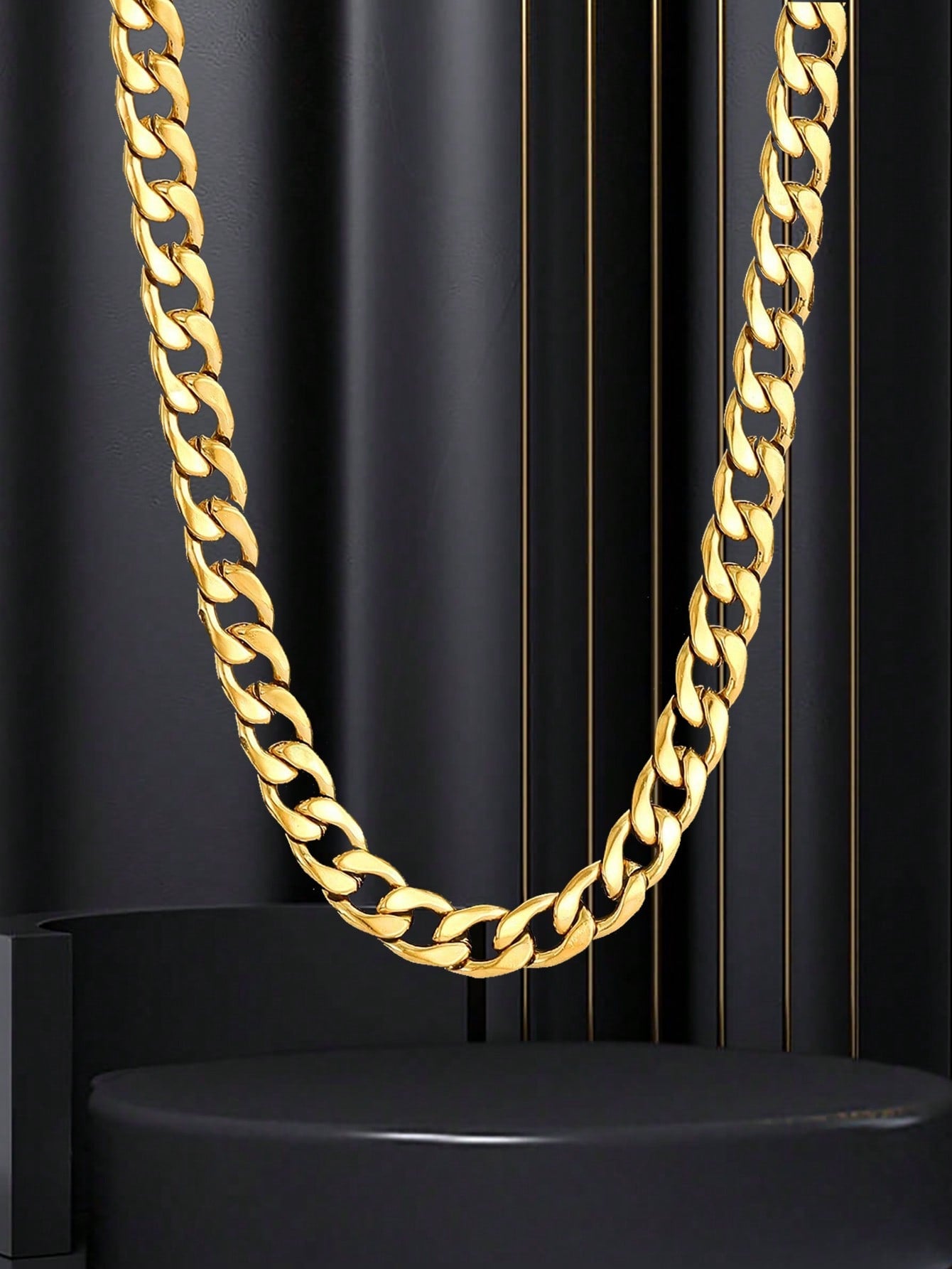 1pc Simple Stainlee Steel Curb Chain Necklace For Boys Girls Minimalist Necklace For Daily Decoration