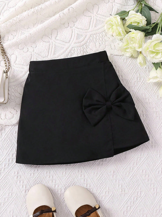 Young Girl Elegant Bow Detail A-Line Skirt