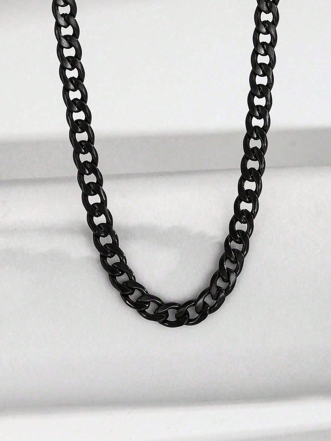 1 Pc 40CM Classic Punk Silver Stainless Steel Cuba Chain Necklace for Children Party Jewelry Gift