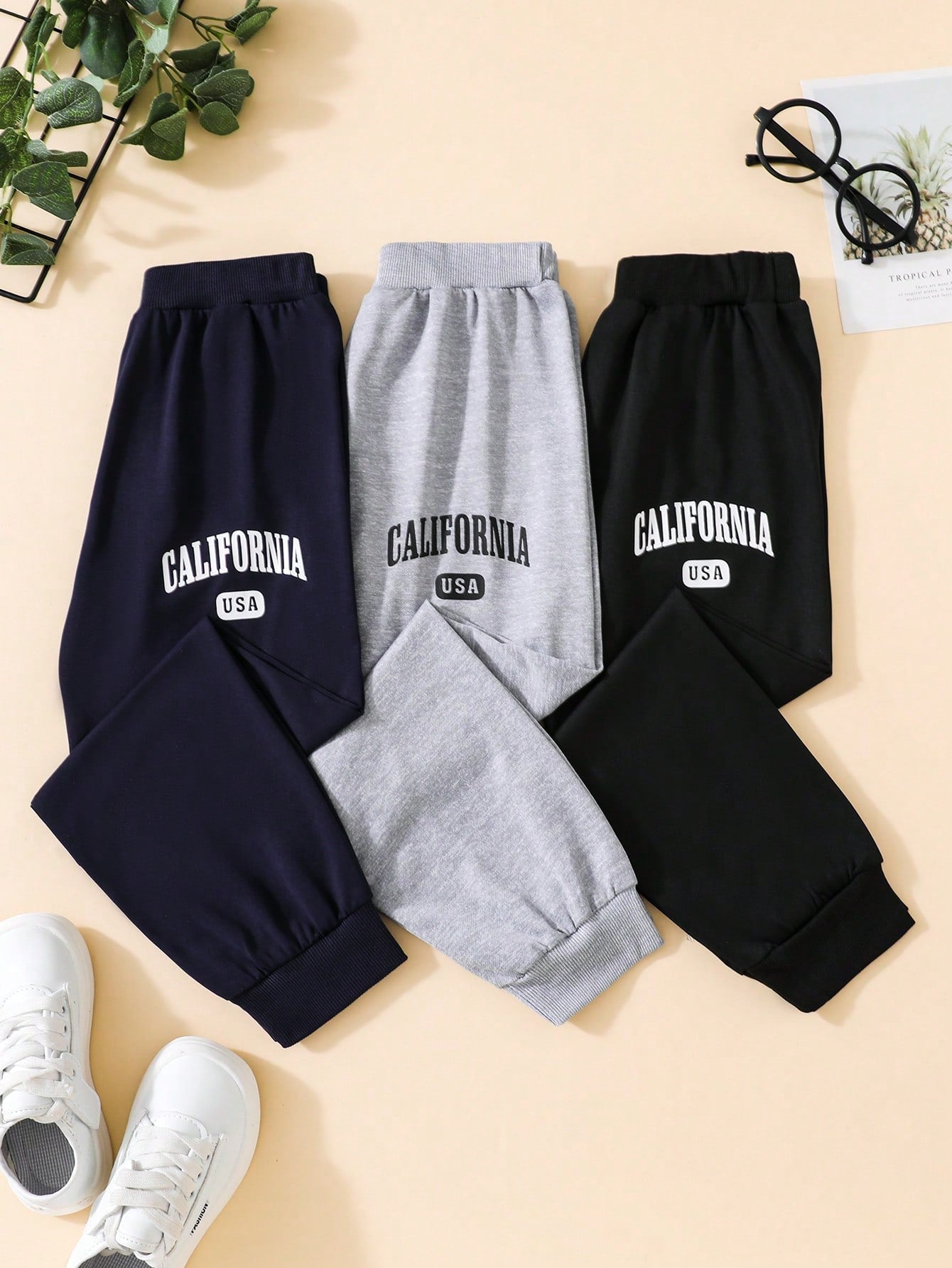 Young Boy 3pcs/Set Letter Printed Sweatshirt And Pants Outfits, Autumn & Winter