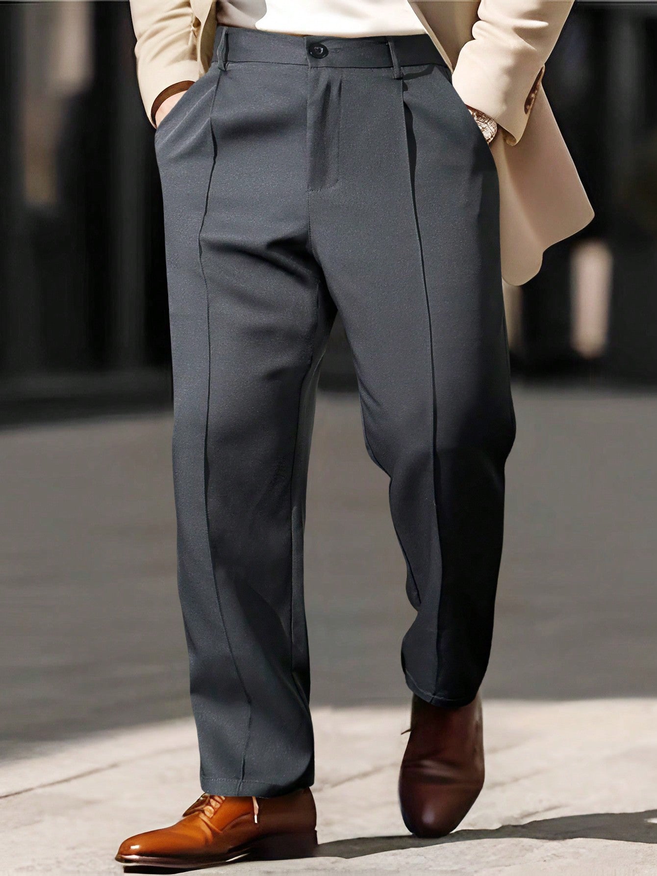 Men's Solid Color Suit Pants