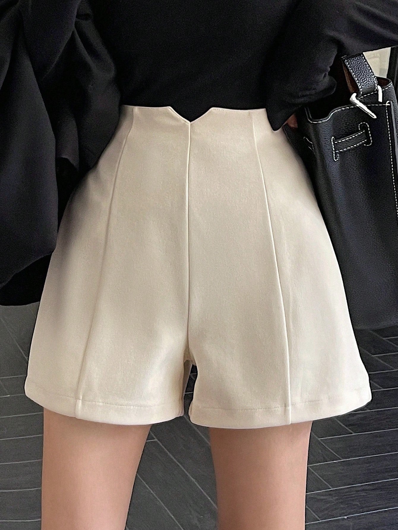 FRIFUL High Waist Notched Wide Leg Shorts