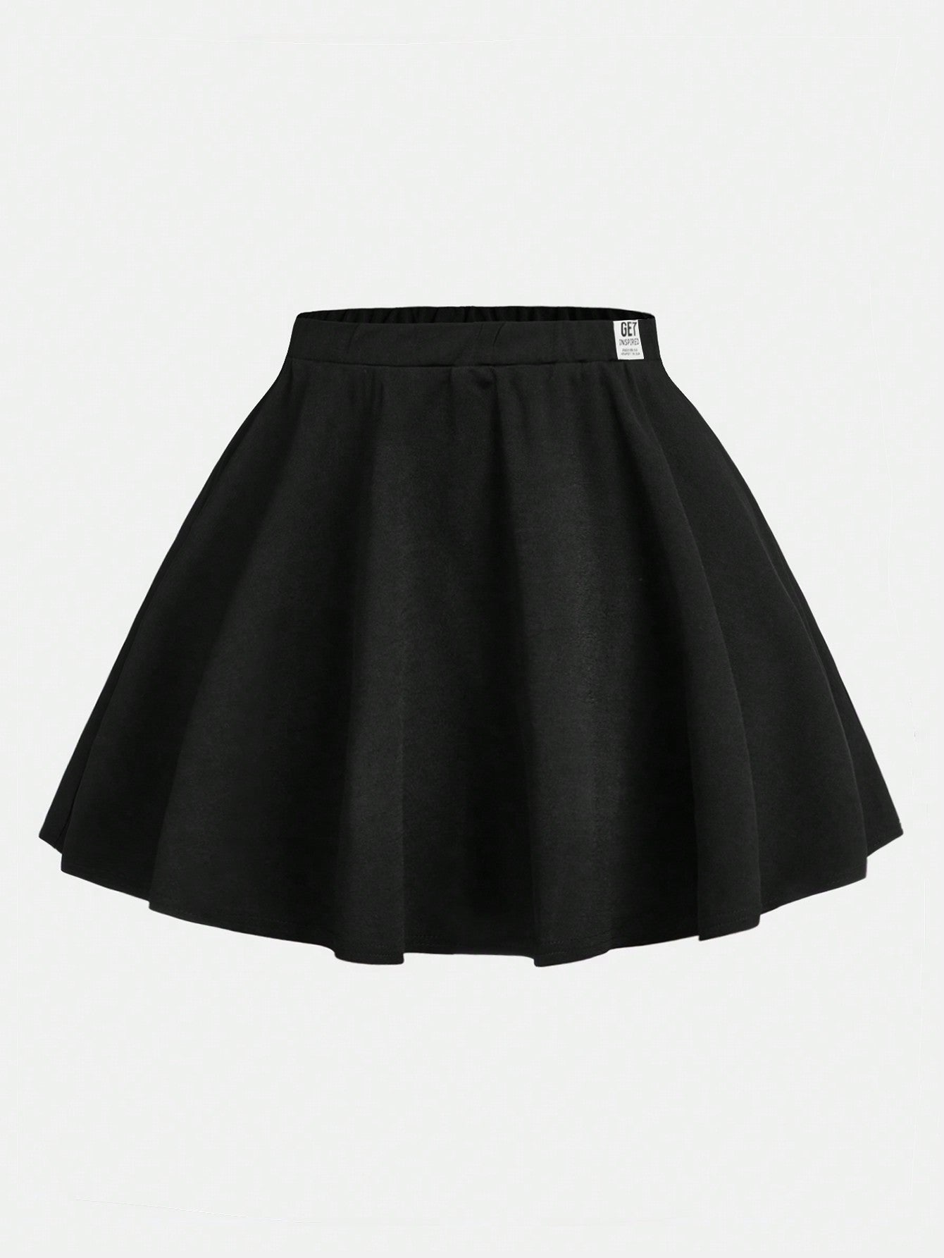 Tween Girl Knitted Solid Color A-Line Skirt With Applique Decoration, Loose Fit Casual Style