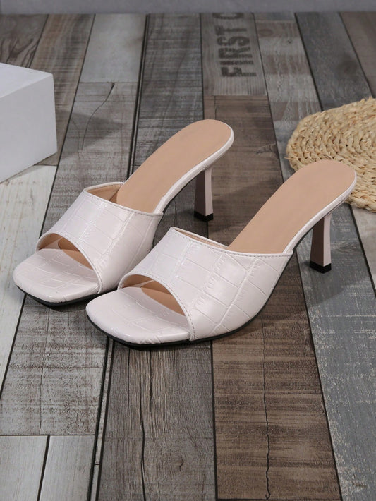 Summer New Arrival Fashionable High Heeled Slippers With Thin Heels, Women's Open Toe Mules