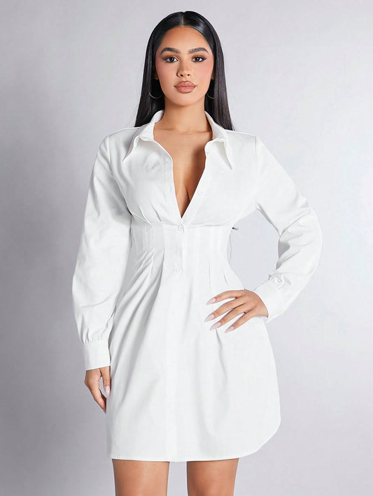 Ladies' Shirt Style Long Sleeve Dress