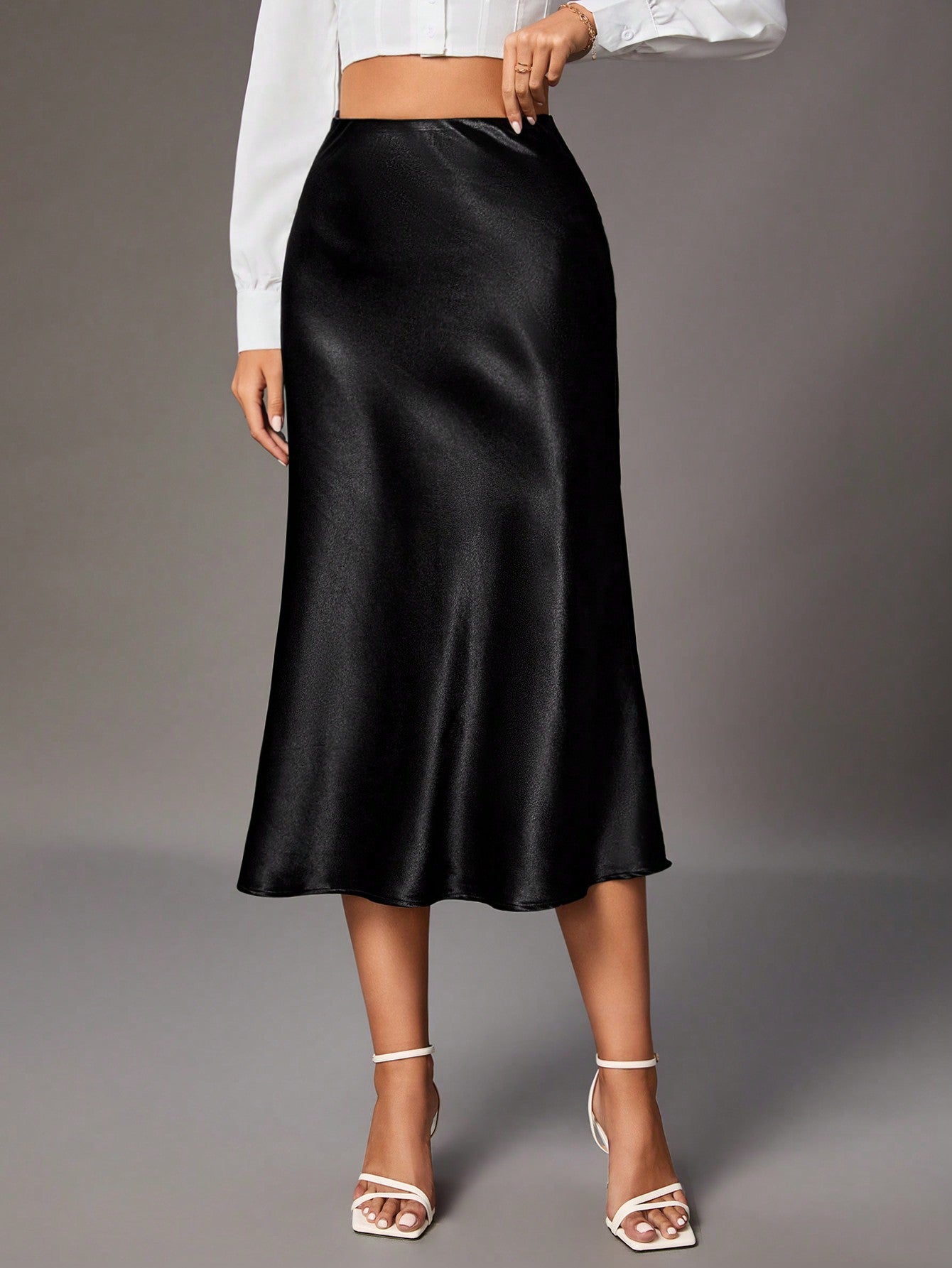 Tall Women's Solid Color Glossy Skirt