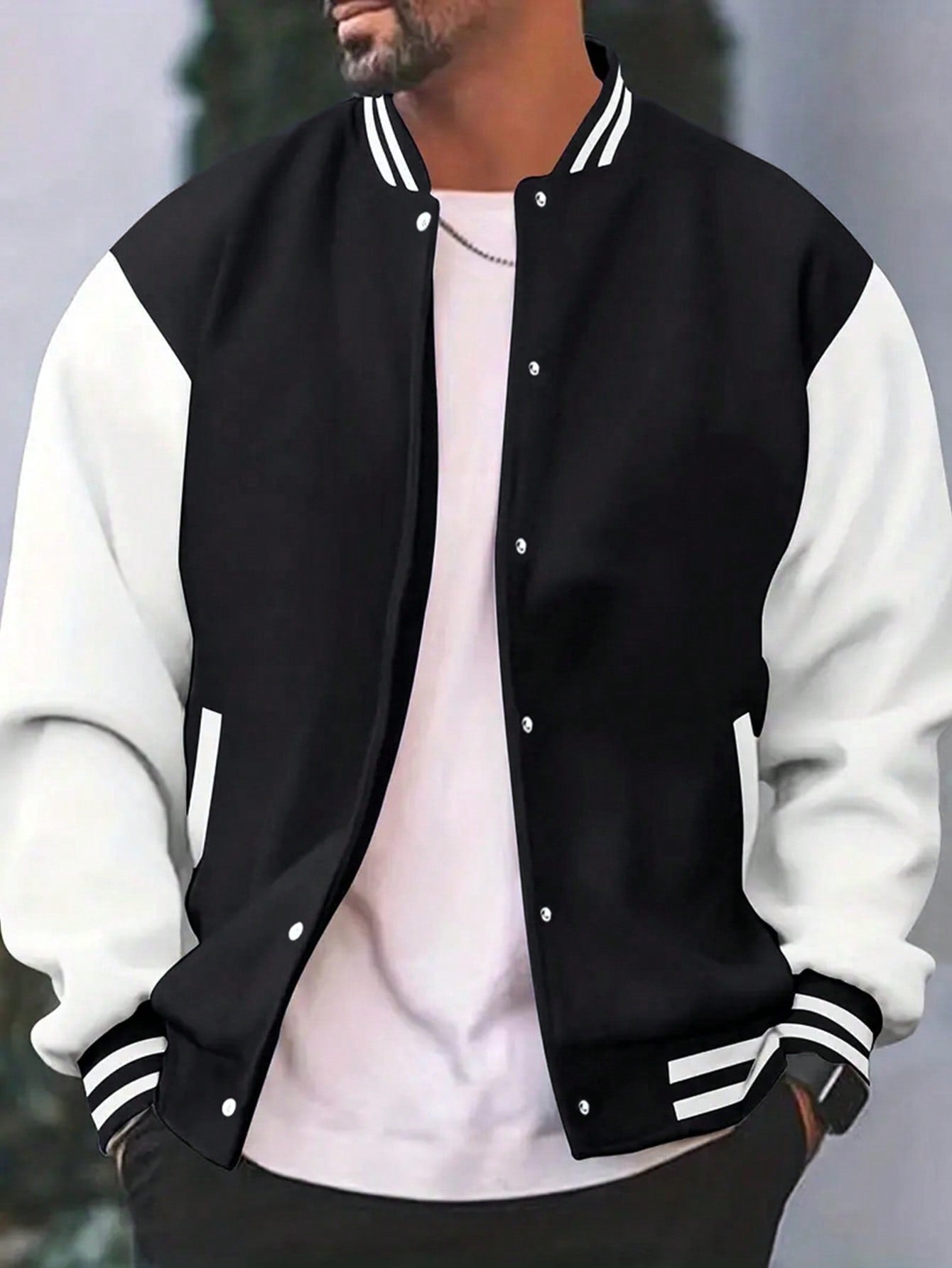 Men's Color Block College Style Jacket