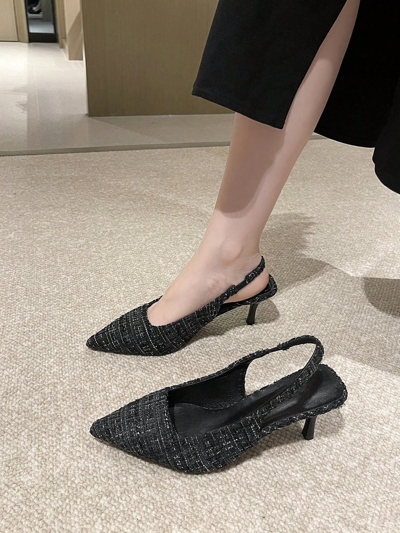 Senior Feeling Old Money Style Thin High-Heel Closed Toe Sandals For Women Spring/Summer French Style Pointed High Heel Backless Shoes Popular Online