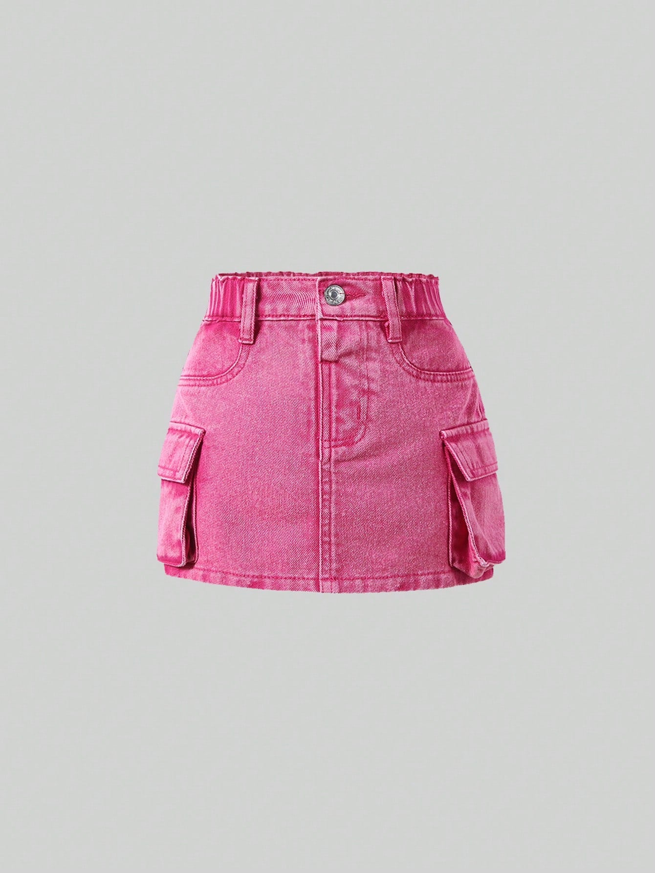 Streecool Kids Young Girl Casual Loose Simple Multi-Pocket Denim Skirt