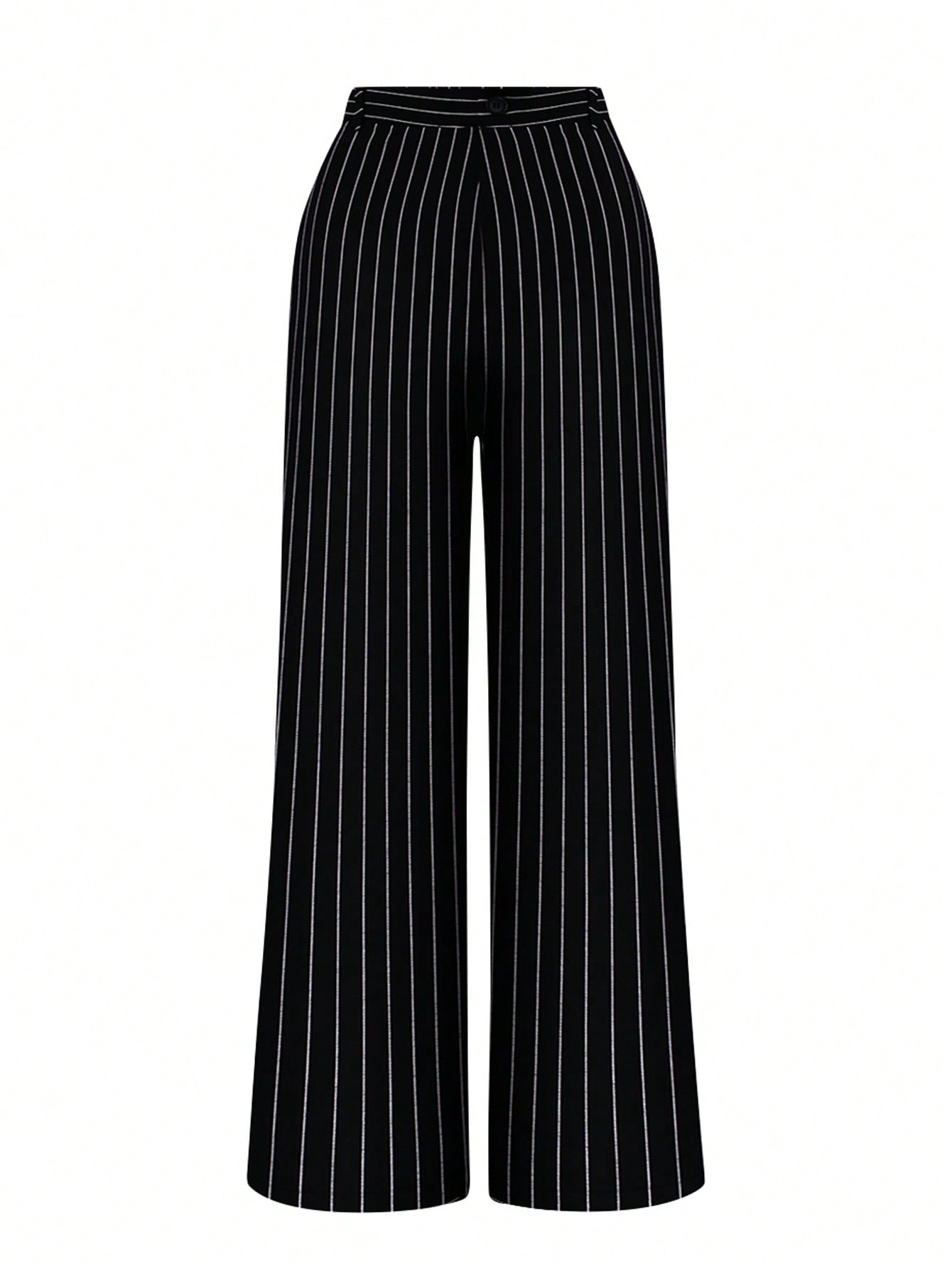 Plus Size Striped Wide Leg Suit Pants