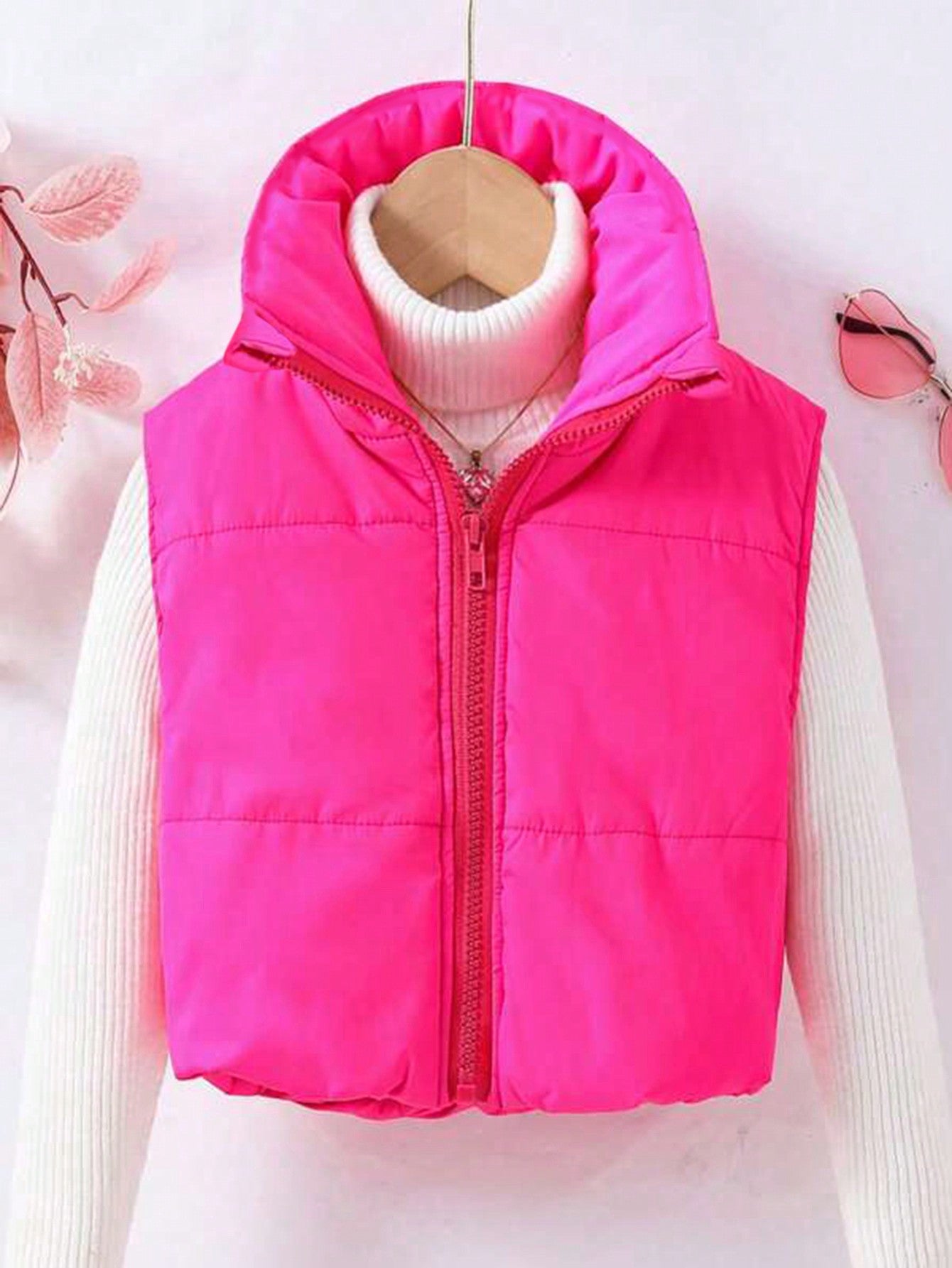 Tween Girl Sleeveless Winter Vest With Zipper Front