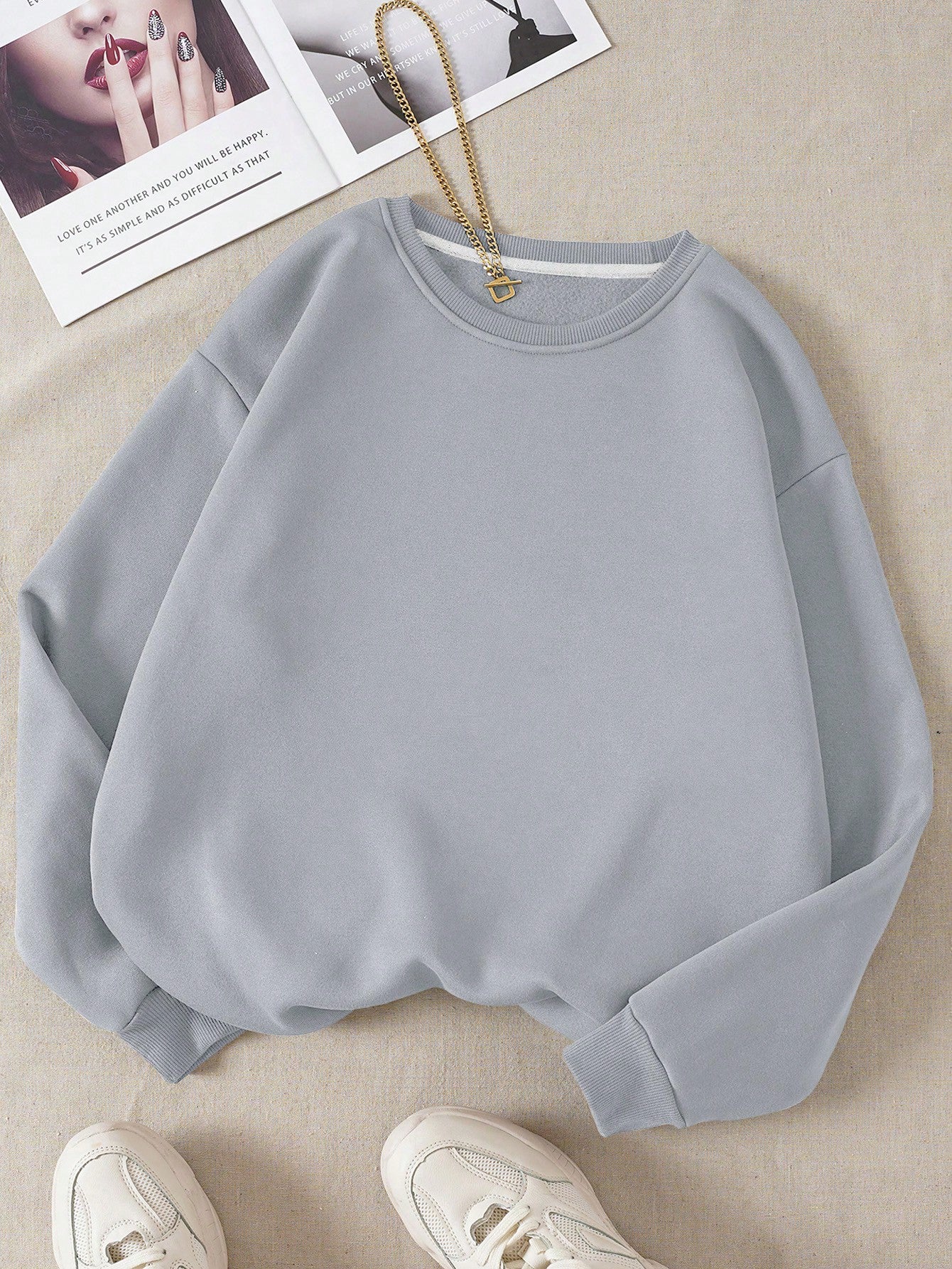 Solid Thermal Lined Sweatshirt