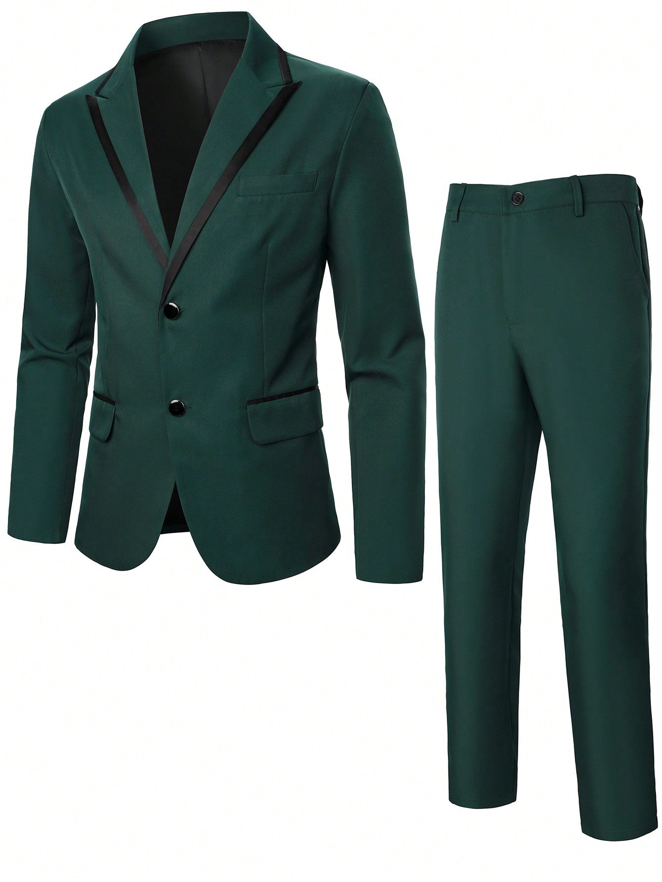 Men's Solid Color Notched Lapel Suit Set