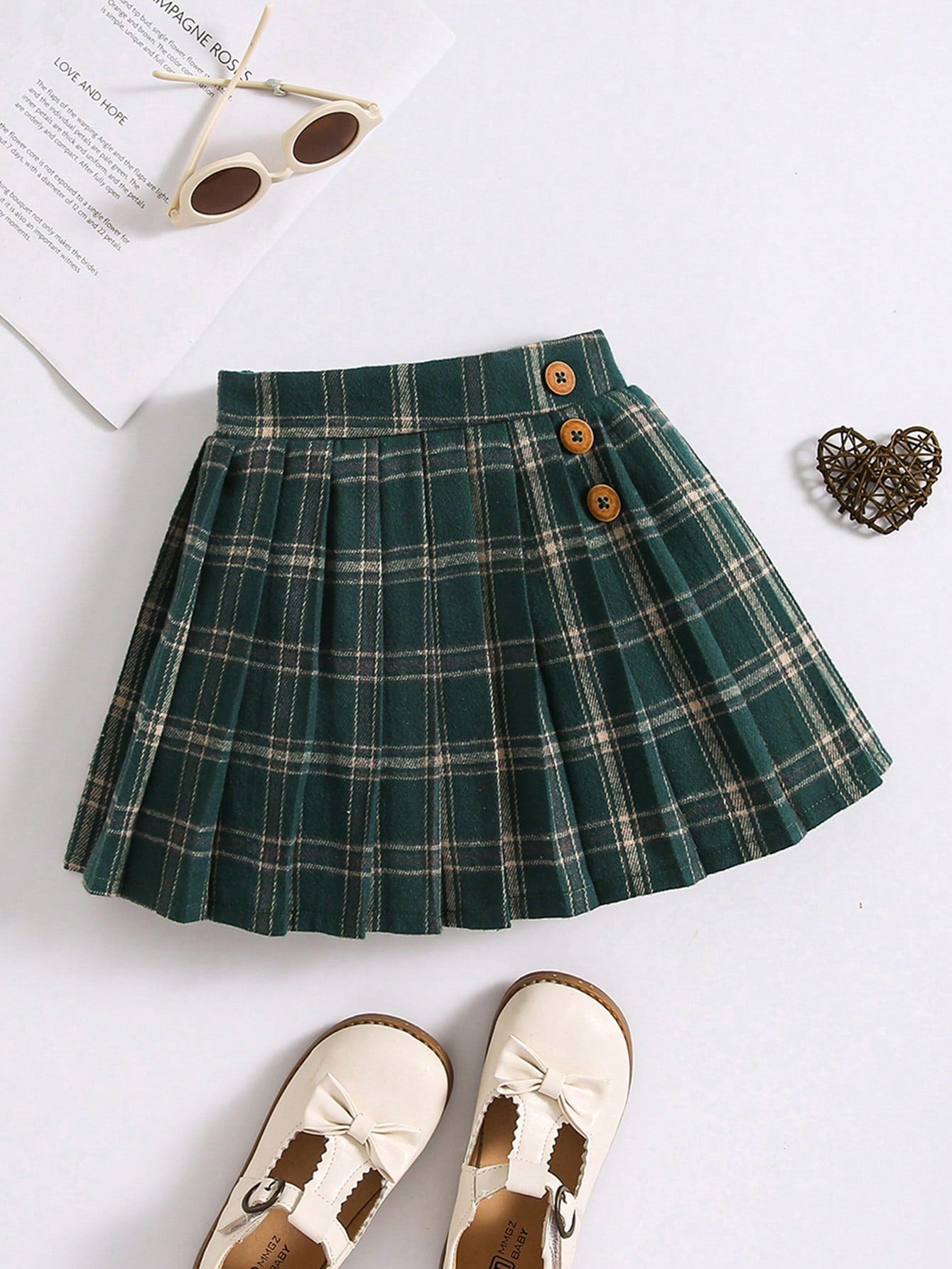 Young Girl Simple & Casual Trendy Grid Pattern A-Line Skirt, Versatile For Autumn And Winter