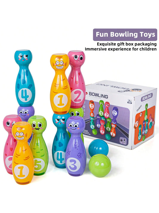 5 Inch 10 Bottles 2 Balls Children's Pvc Bowling Toy Set Stacking Encourages Creativity And Coordination