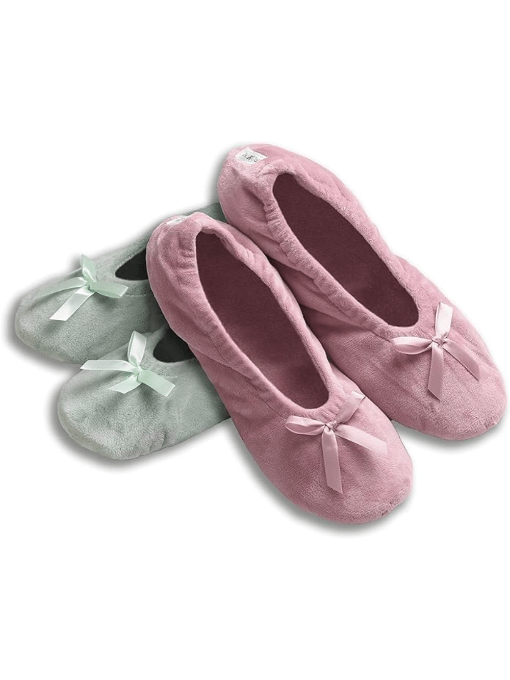 Pupeez Women Terry Classic Cotton & Velour Ballerina Slippers (Pack Of 2)