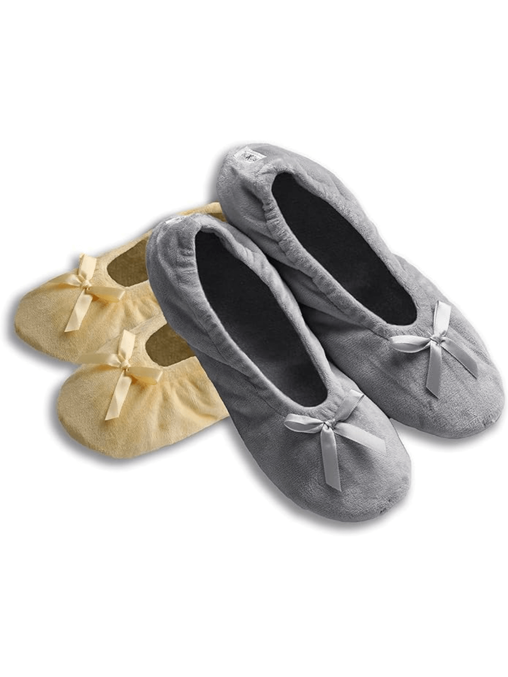 Pupeez Women Terry Classic Cotton & Velour Ballerina Slippers (Pack Of 2)