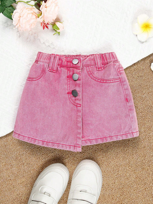 Young Girl Denim Skort With Asymmetric Hem