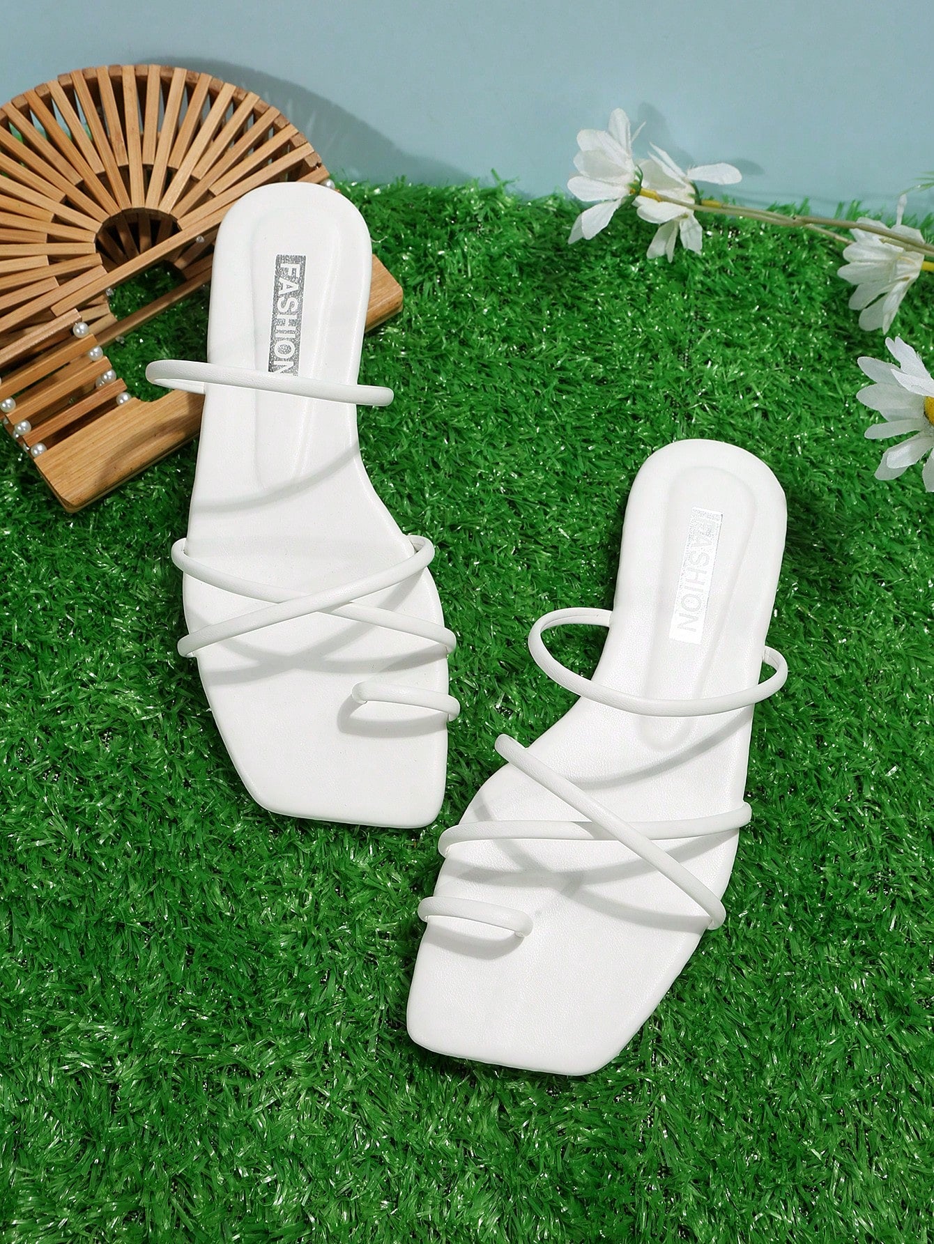 Striped Sandals, New Summer Fashion Square Toe Flat Sandals