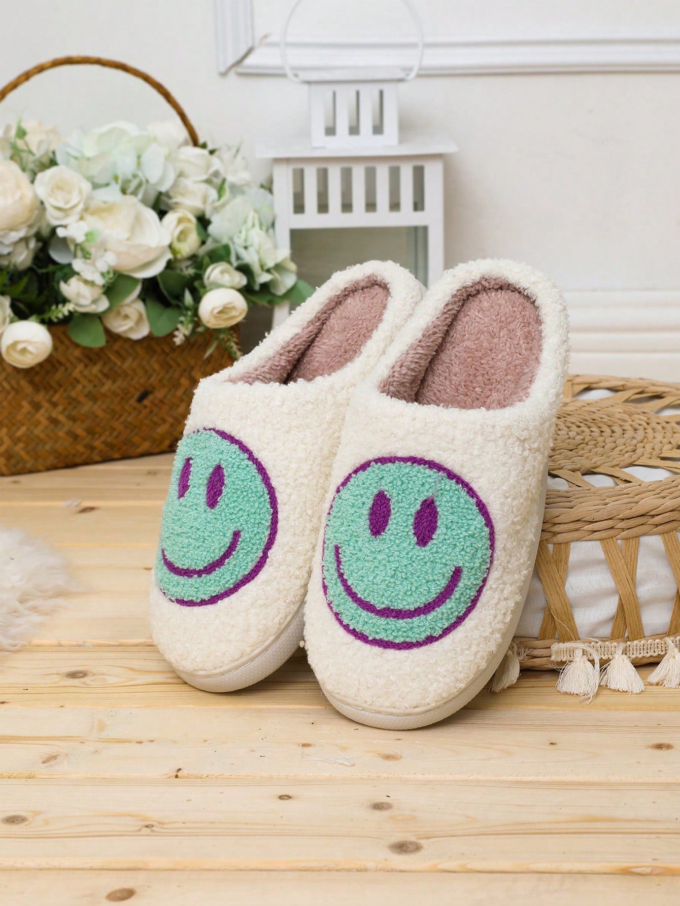 Women's Cute Korean Style Cartoon  Fabric Slippers, Thick-Soled, Wear-Resistant, Warm, Ideal For Home And Couples, Autumn/Winter