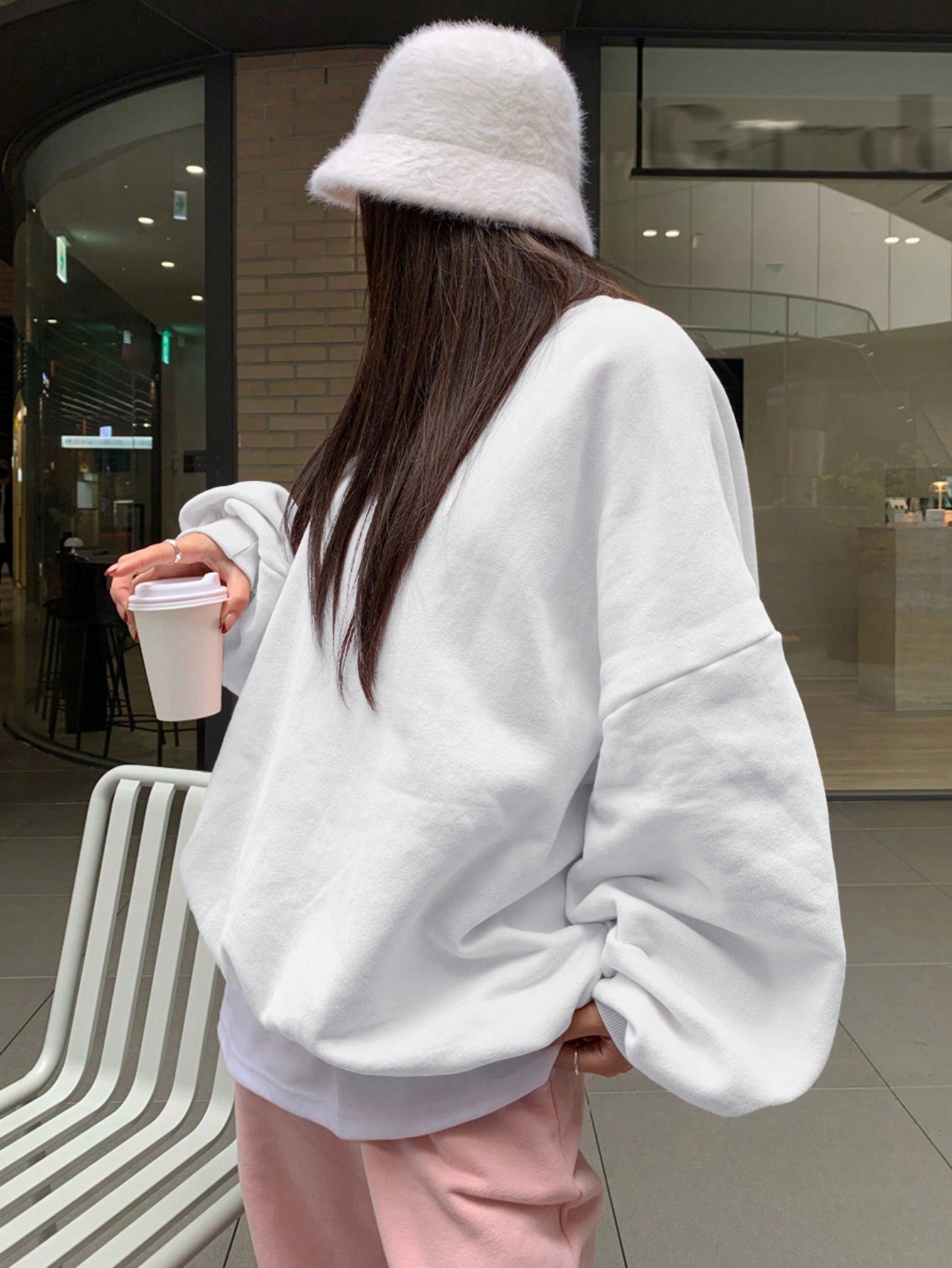 DAZY Solid Drop Shoulder Oversized Pullover