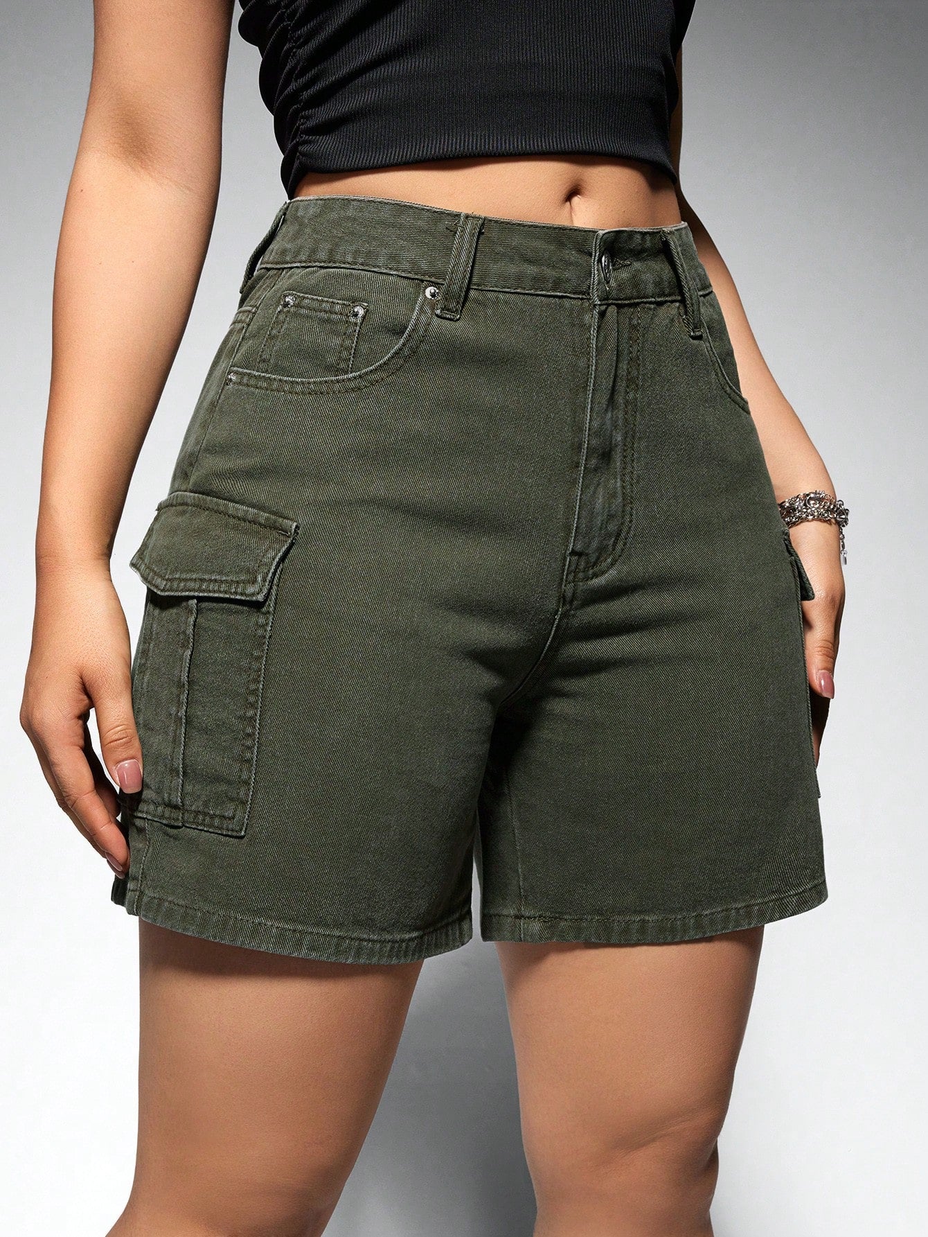 Women Casual Solid Color Denim Shorts, SpringSummer