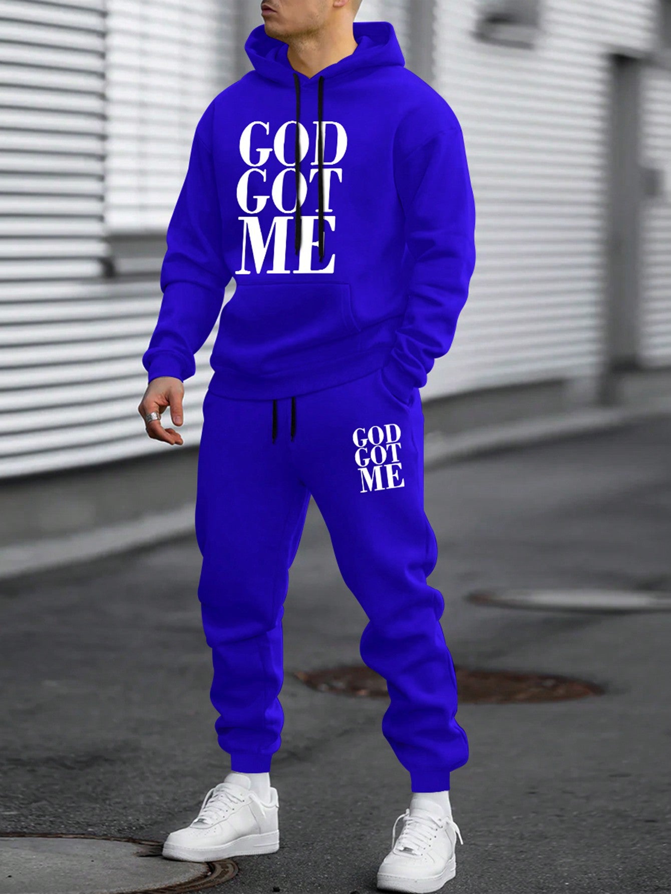 Men's Letter Print Hoodie And Pants Set