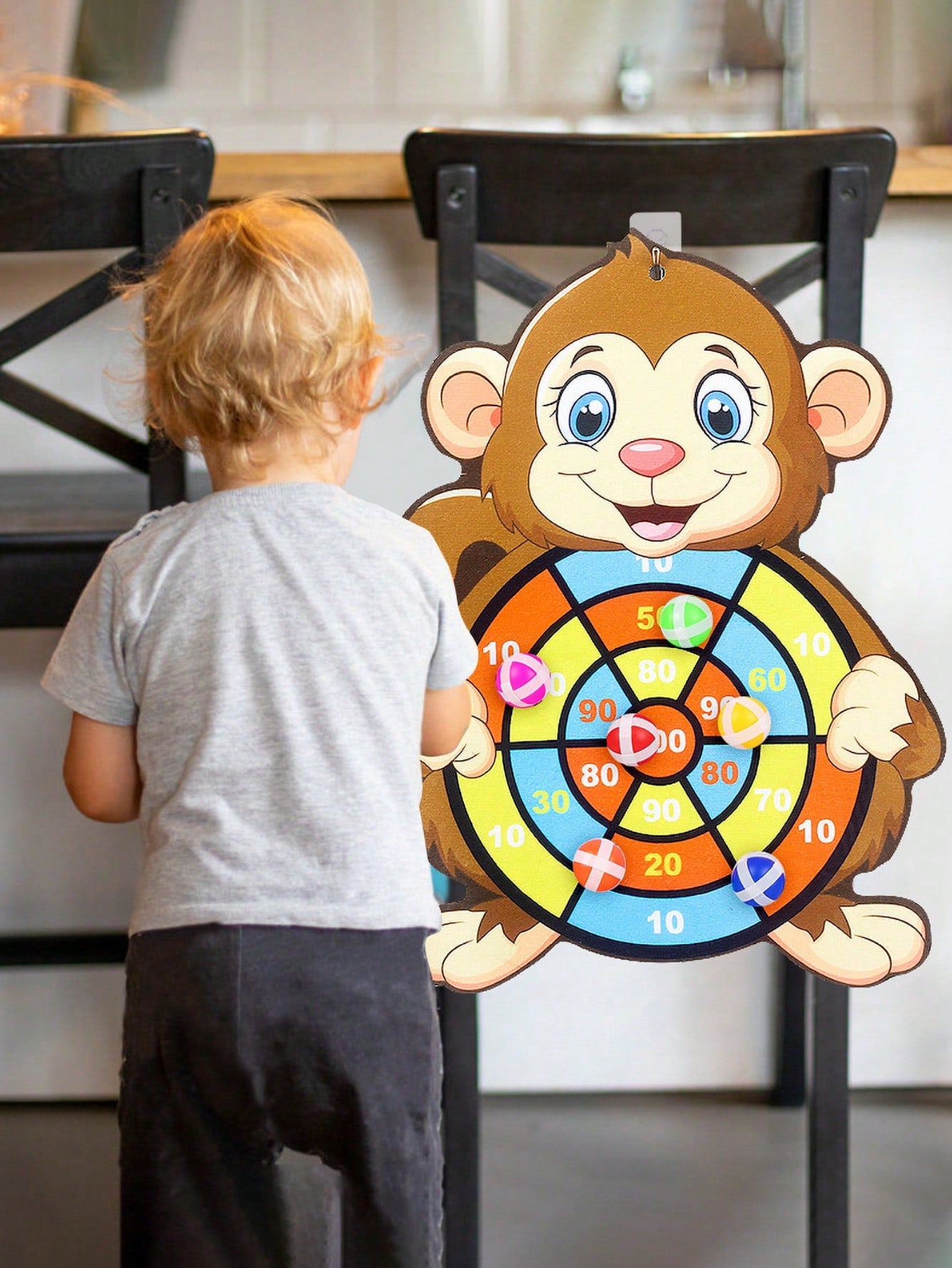 1set Dart Board Cartoon Design Sticky Ball Wall Hanging Target For Indoor & Outdoor Children Play