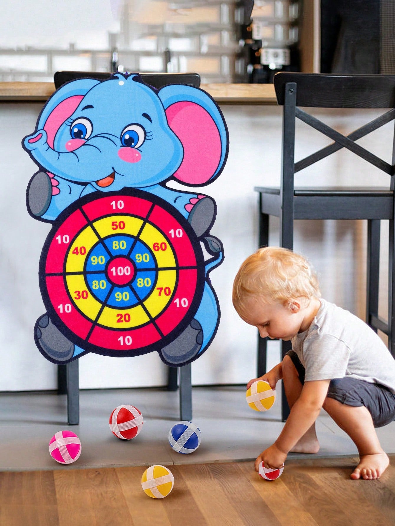 1set Dart Board Cartoon Design Sticky Ball Wall Hanging Target For Indoor & Outdoor Children Play