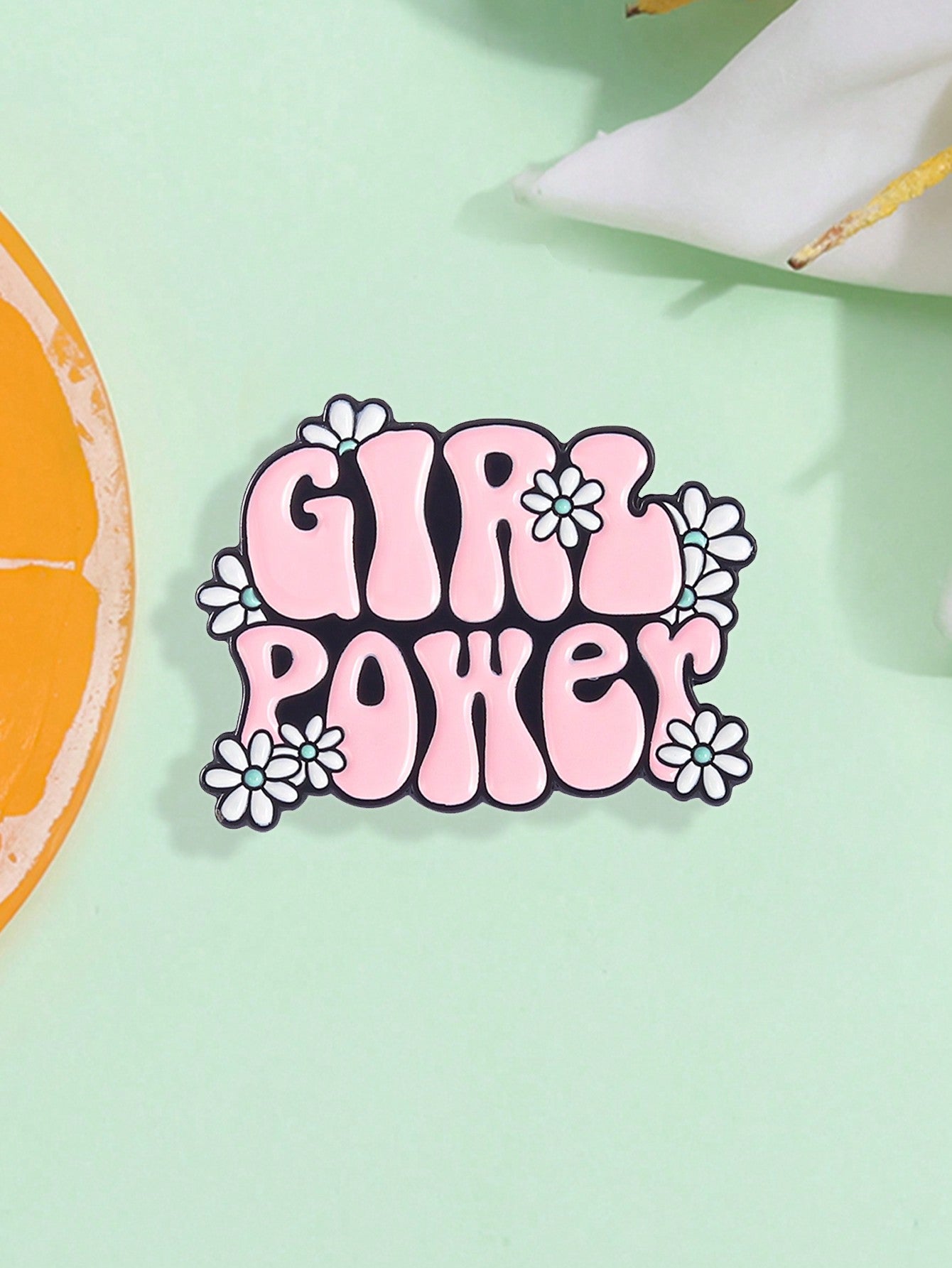 1pc Girl Power Pin Pink Letter Chest Inspirational Children's Enamel Pin Bag Hat Clothing Pin Jewelry