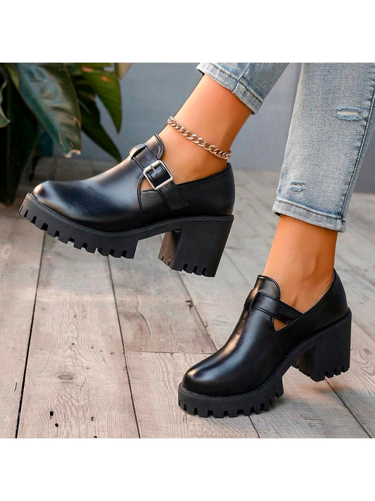 Women's Mary Jane Shoes With Thick Soles, Casual Style, Slip-On, Platform Shoes, College Style, Chunky Heels